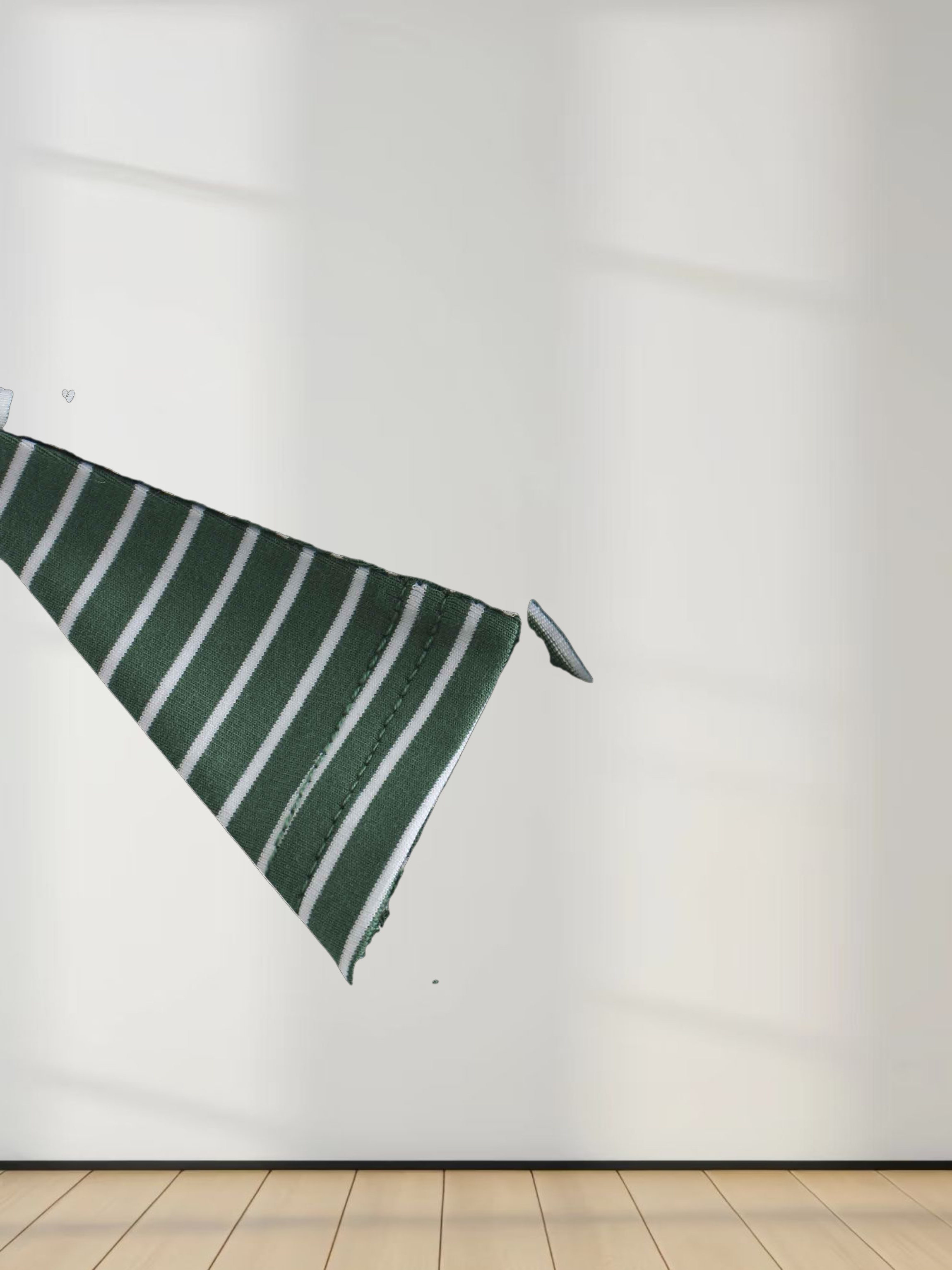 Flat Striped High V Long Sleeve-Green/White