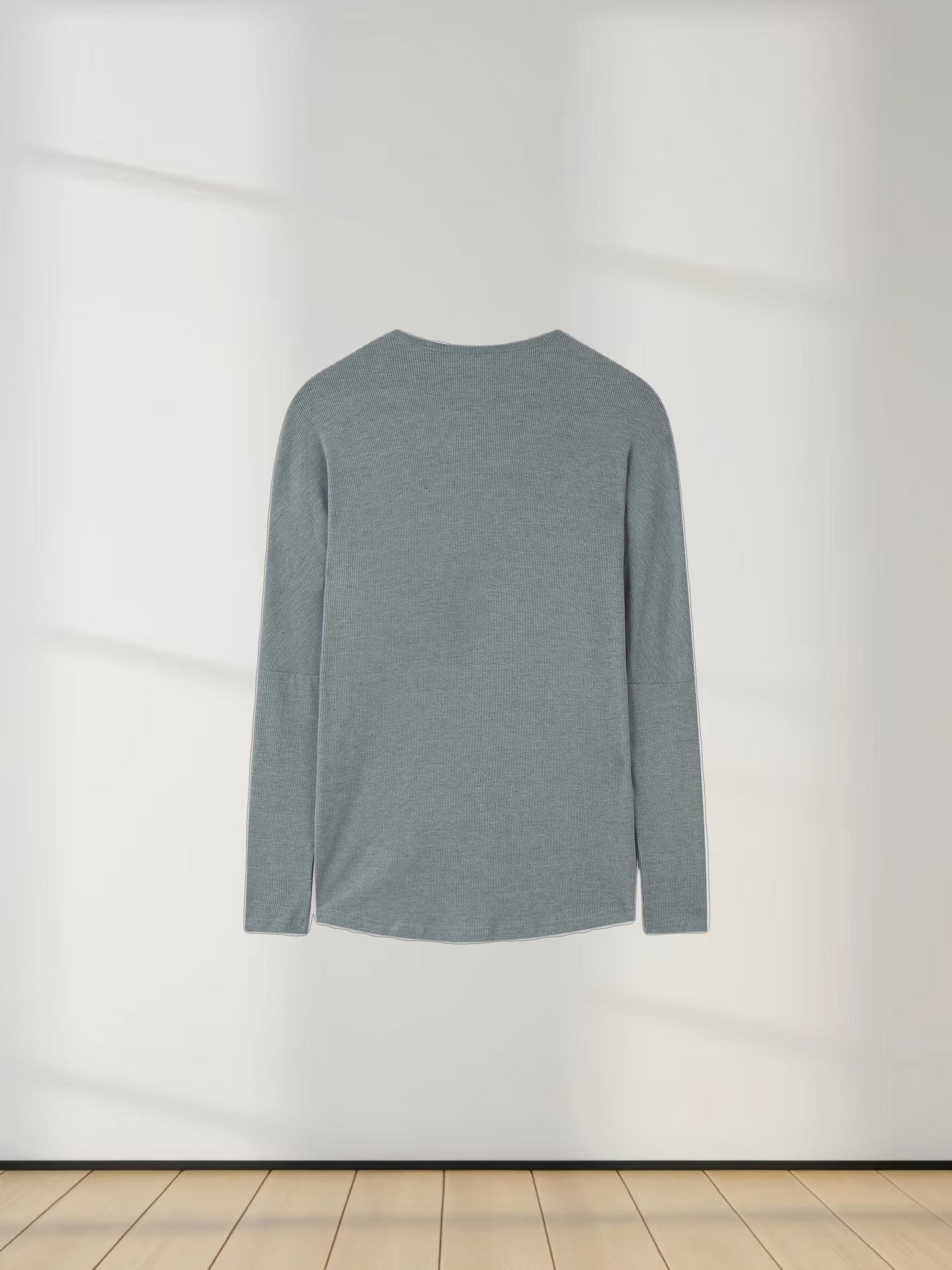 CREW RIBBED DOLMAN-HEATHER GREEN