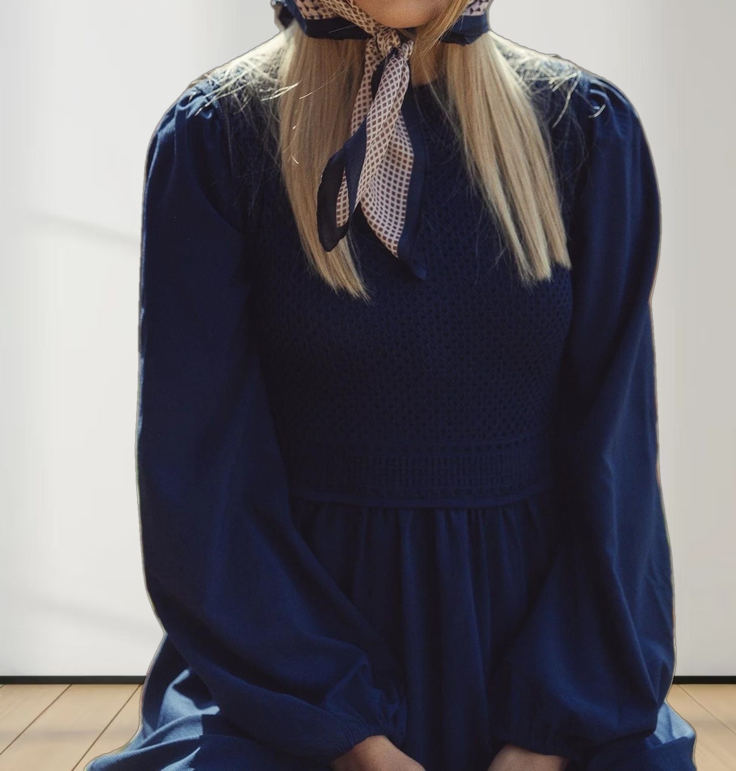 Crochet Top Dress-Navy