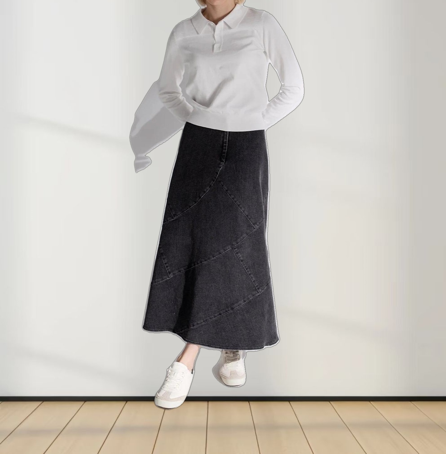 Mesh Top Sweater-White