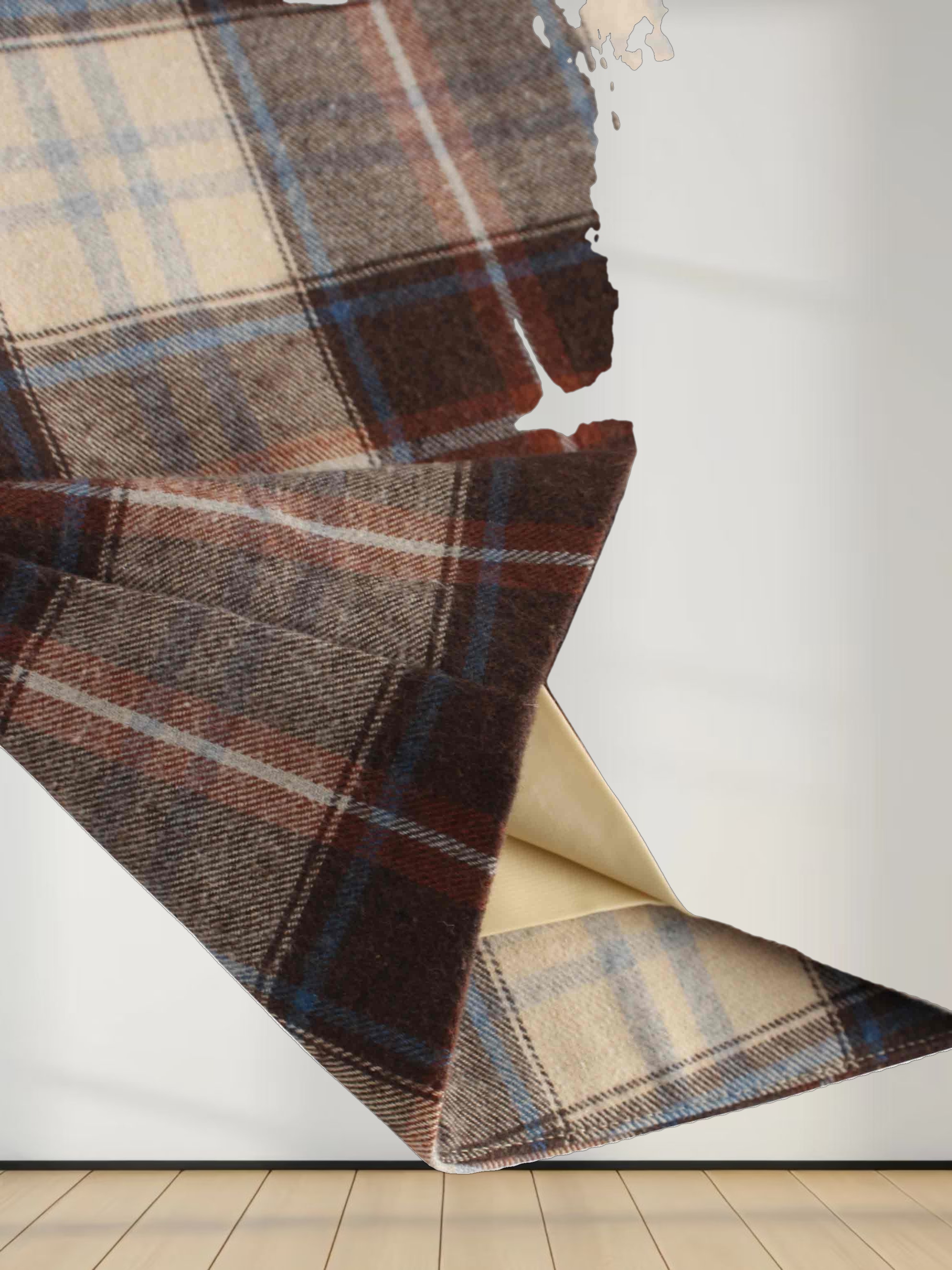 Plaid Button Down A-Line Skirt-Ivory/Tan/Brown