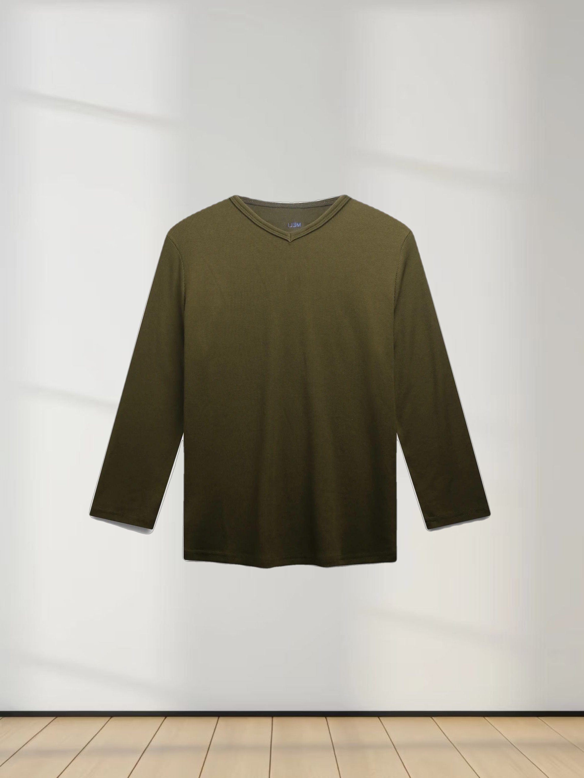 RIBBED HIGH V 3Q-CHOCOLATE BROWN