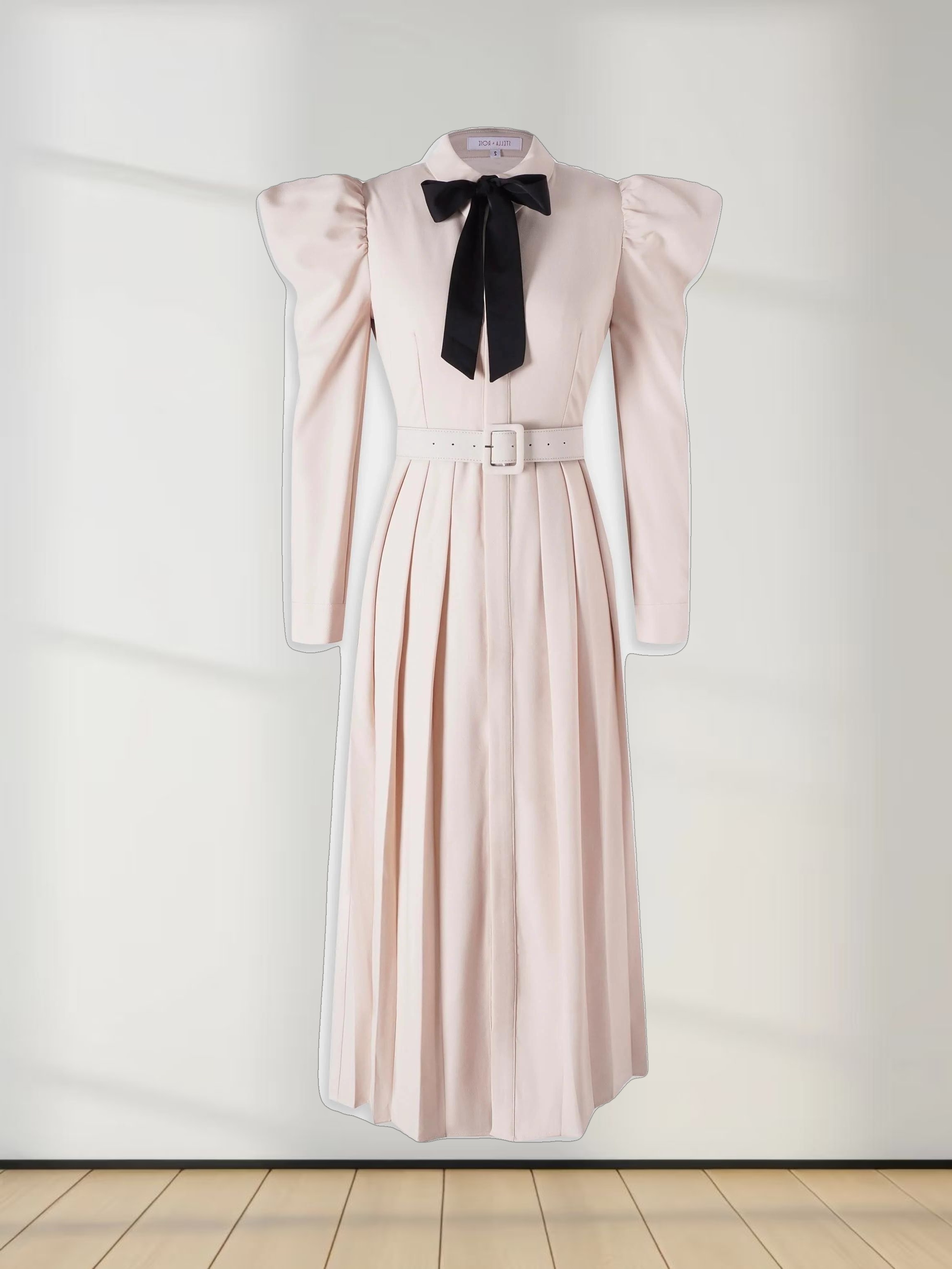Lily Dress-Cream/Black Bow