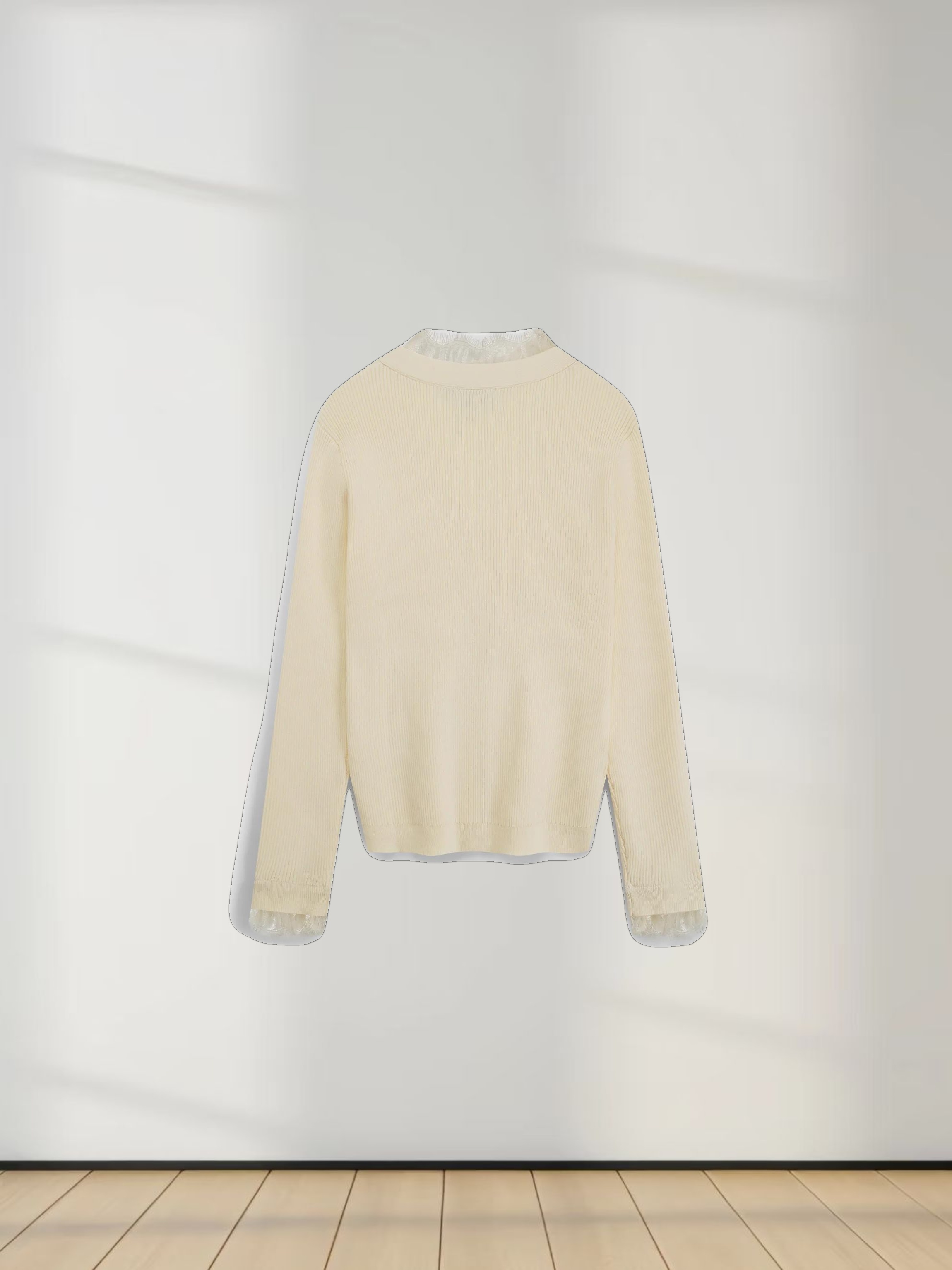 Lace Trimmed Sweater-Cream