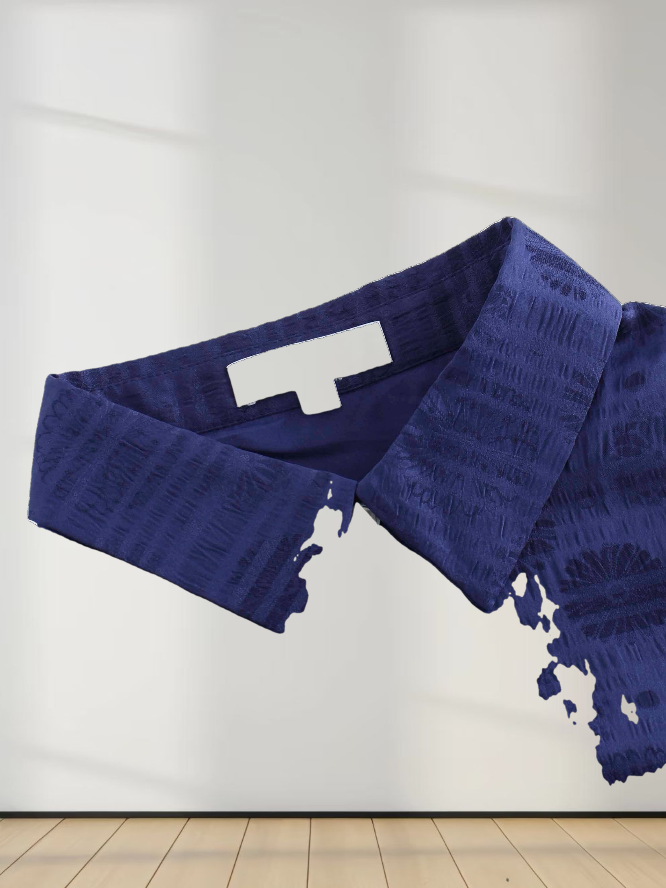 Collared A-Line Shirtdress-Navy