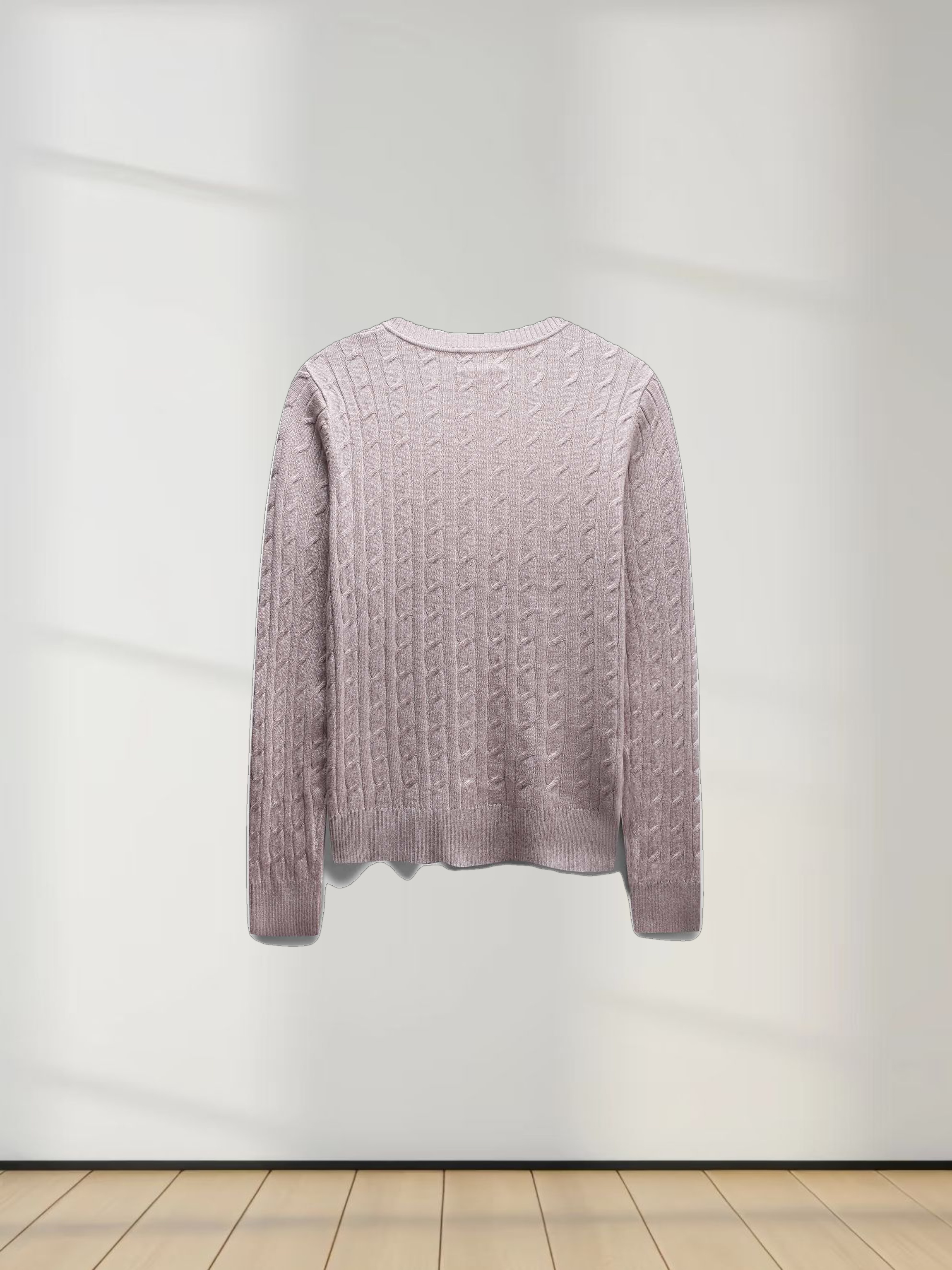 Knit Cable Sweater-Heathered Tan
