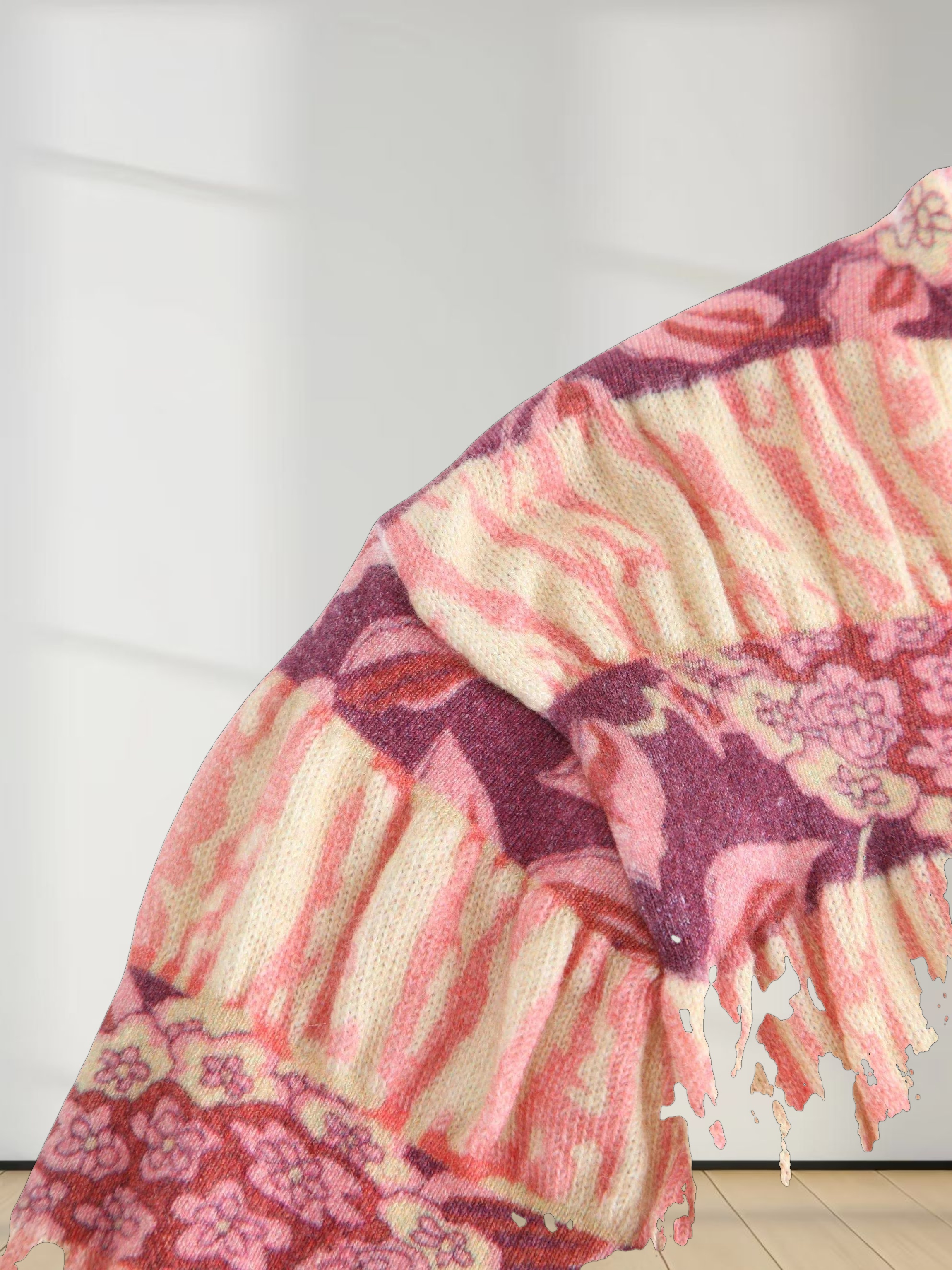 Ruched Sweater-Pink Floral