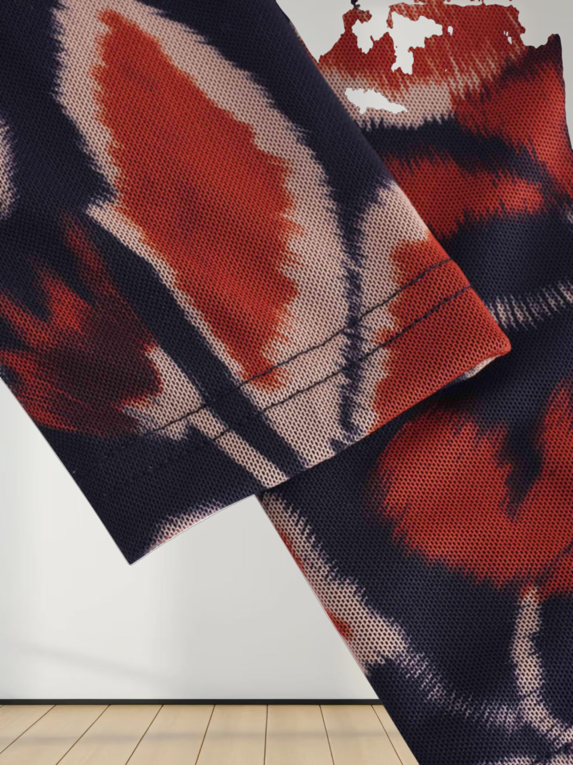 Printed Mesh Turtleneck-Marigold