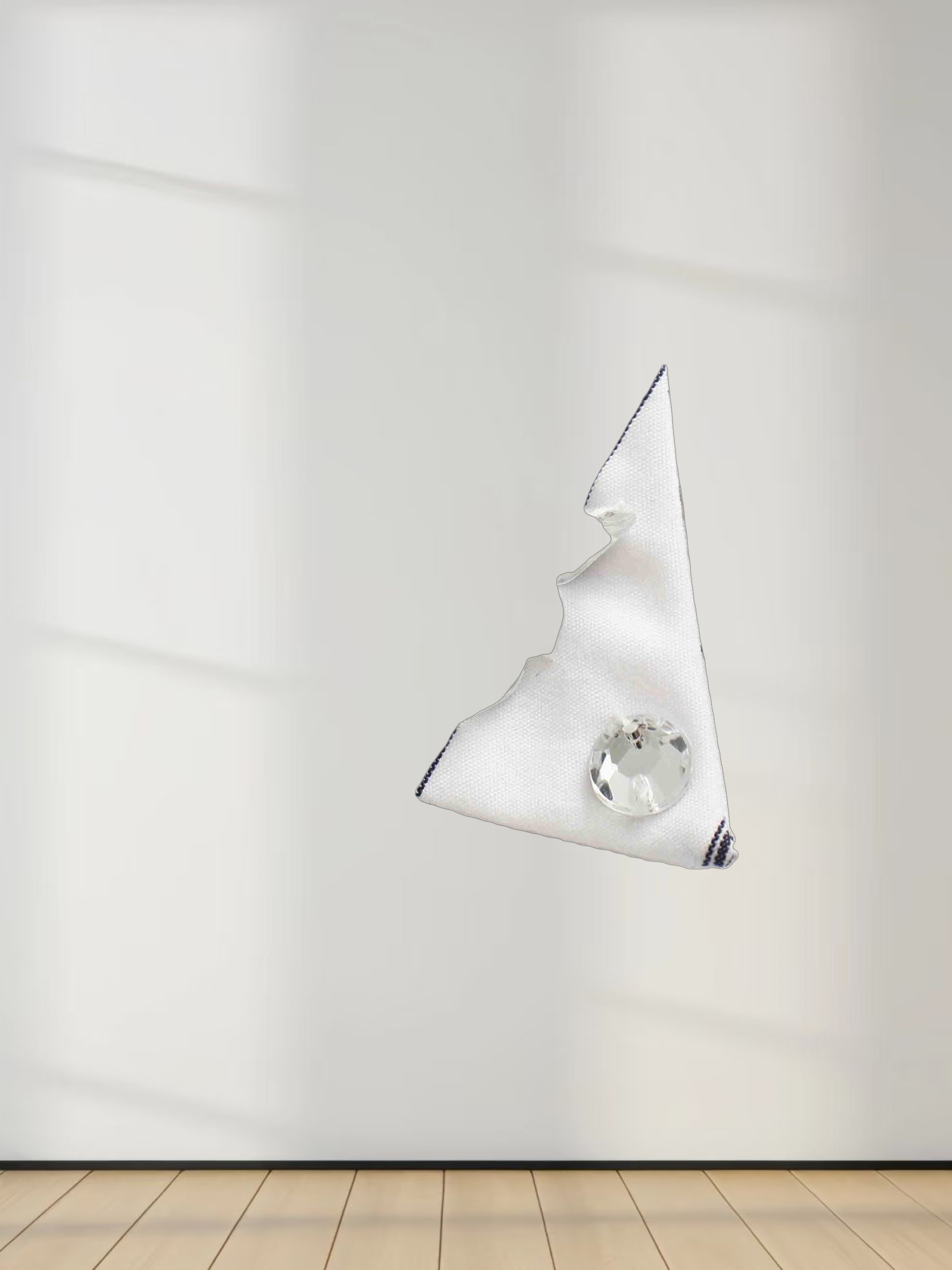 Jeweled Collar Belted Shirtdress-White Pinstripe