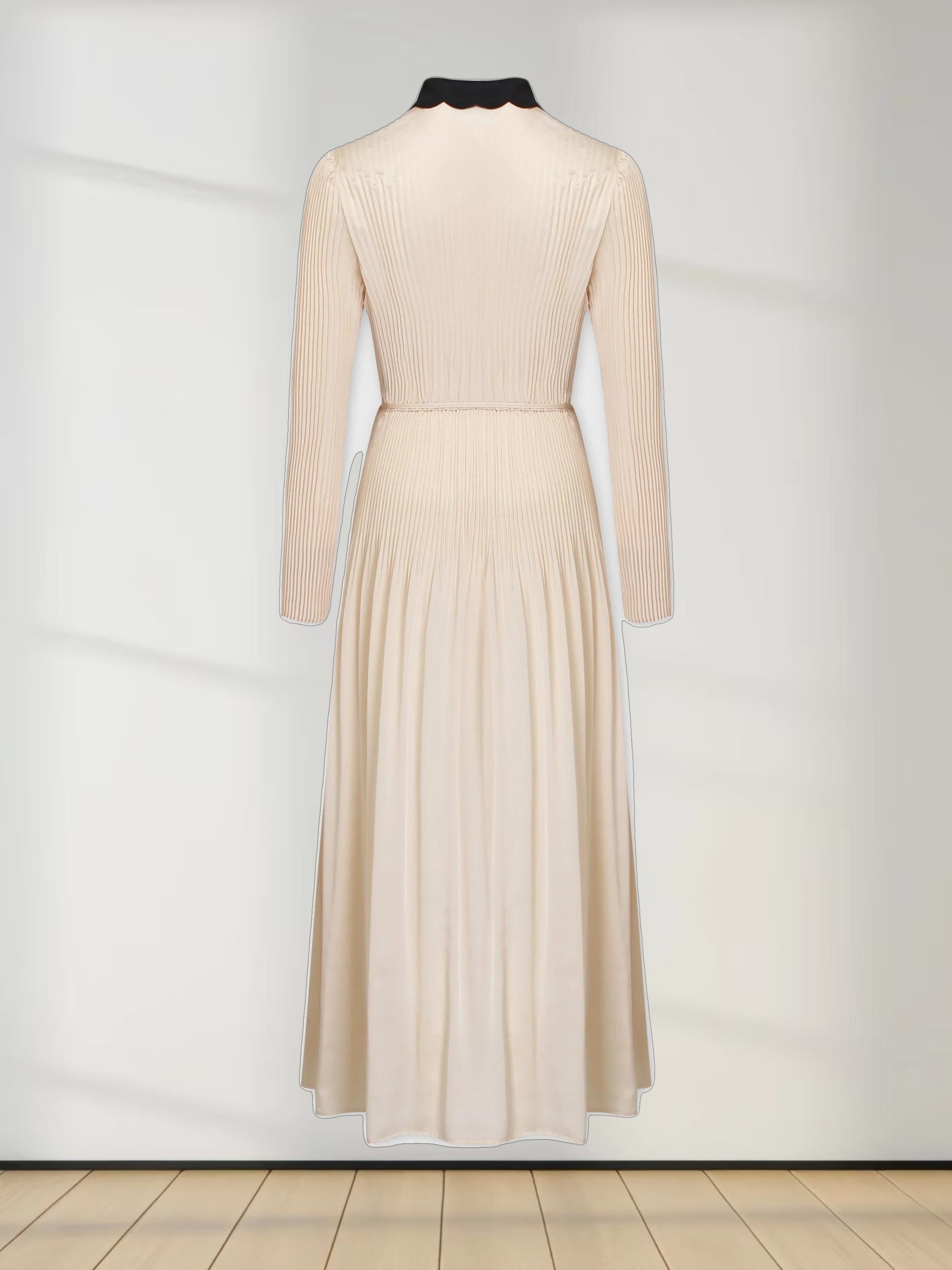 Micro Pleat Dress-Ivory