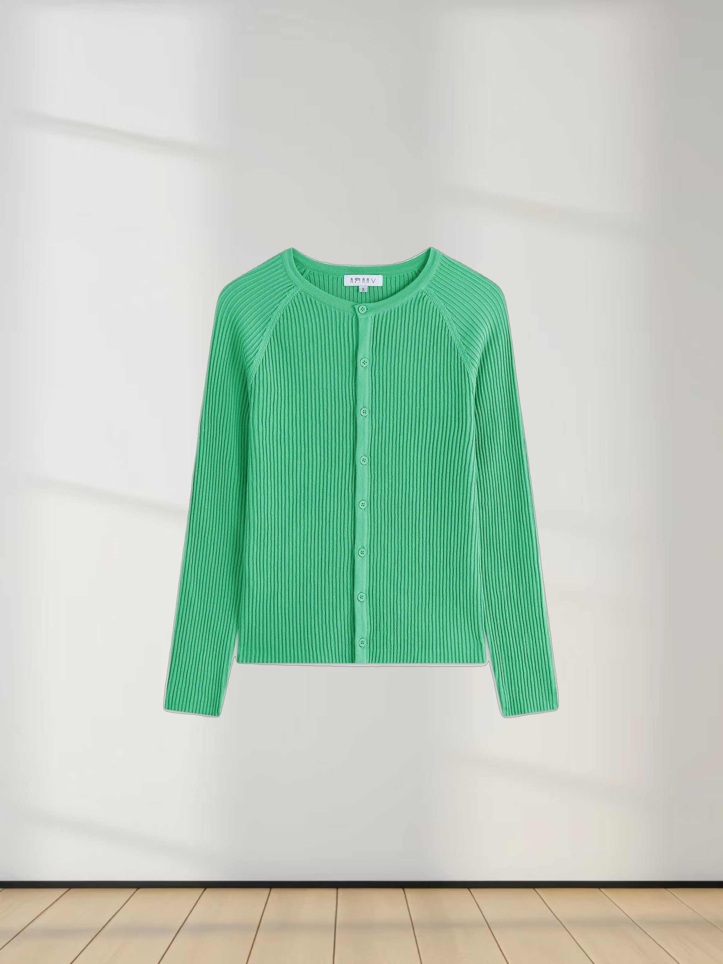Ribbed Knit Cardigan-Kelly Green