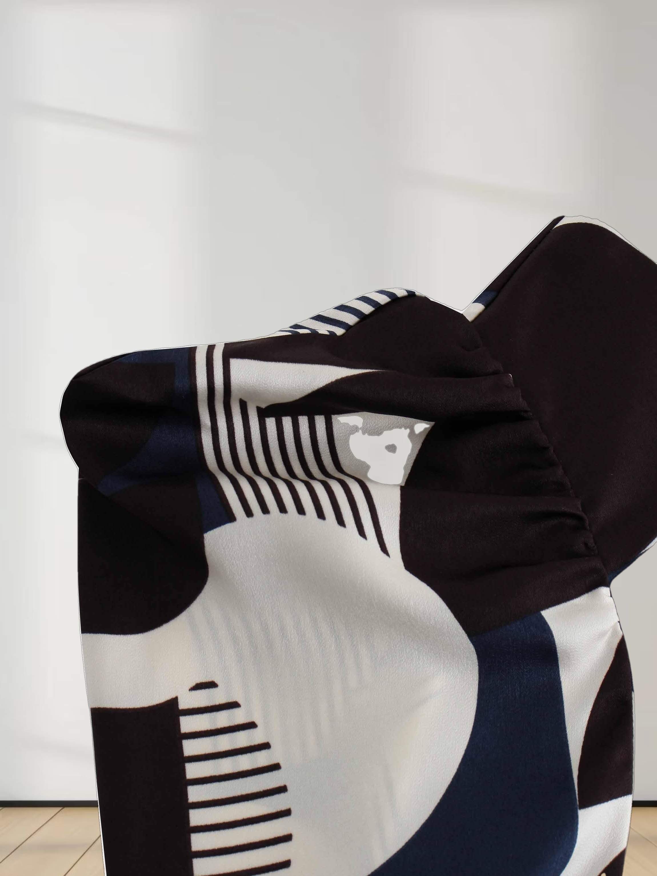 Puff Top Blouse-Geometric Design