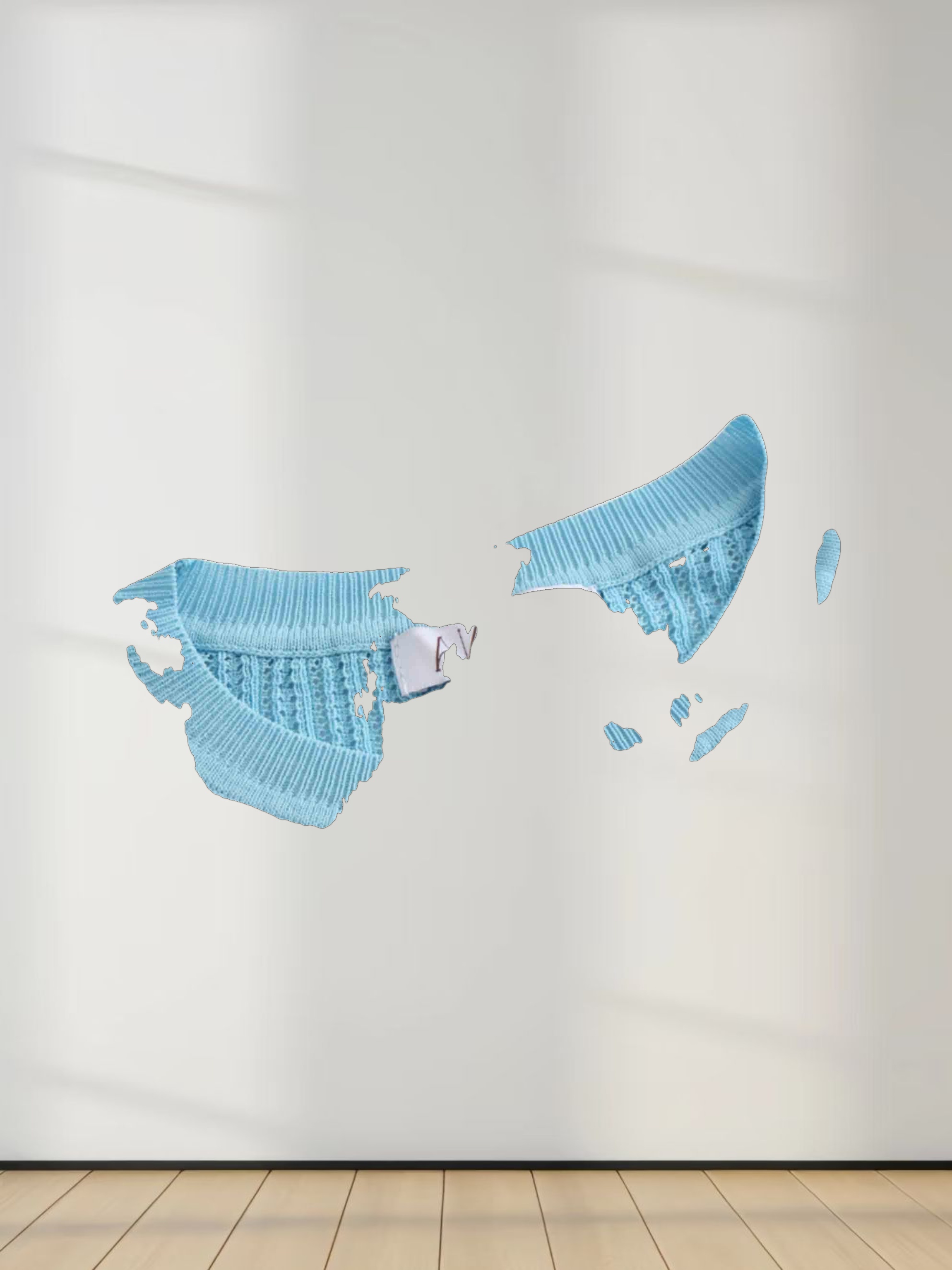 Printed Pointelle Sweater-Light Blue