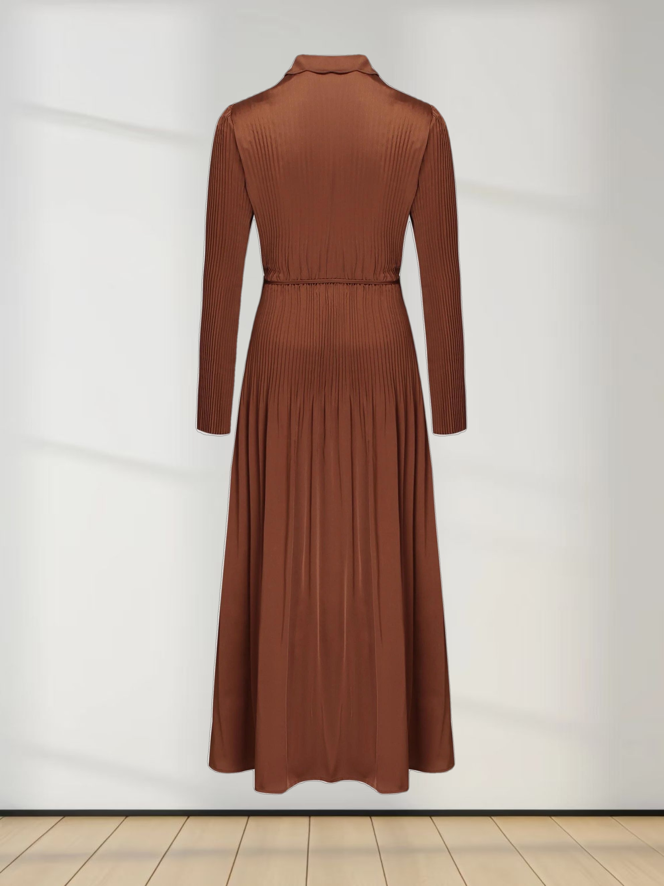 Micro Pleat Dress-Bronze
