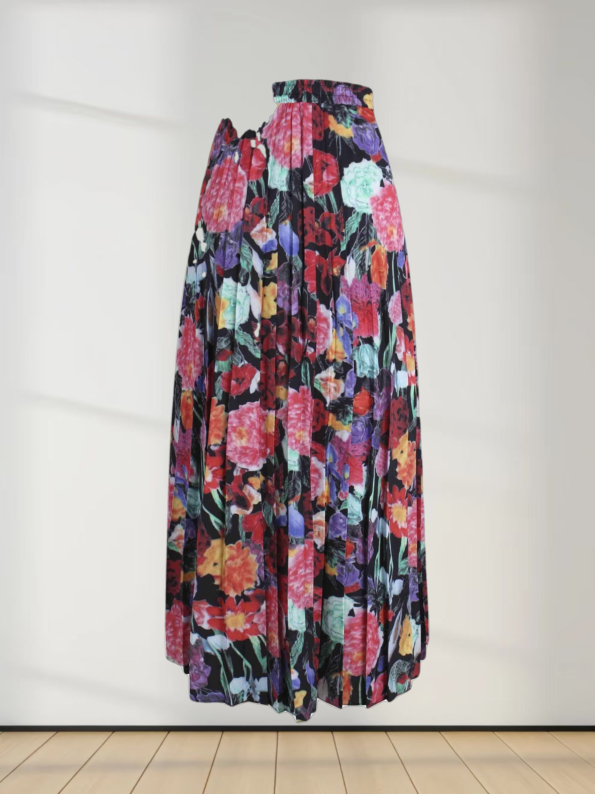 Covered Band Pleated Skirt 37