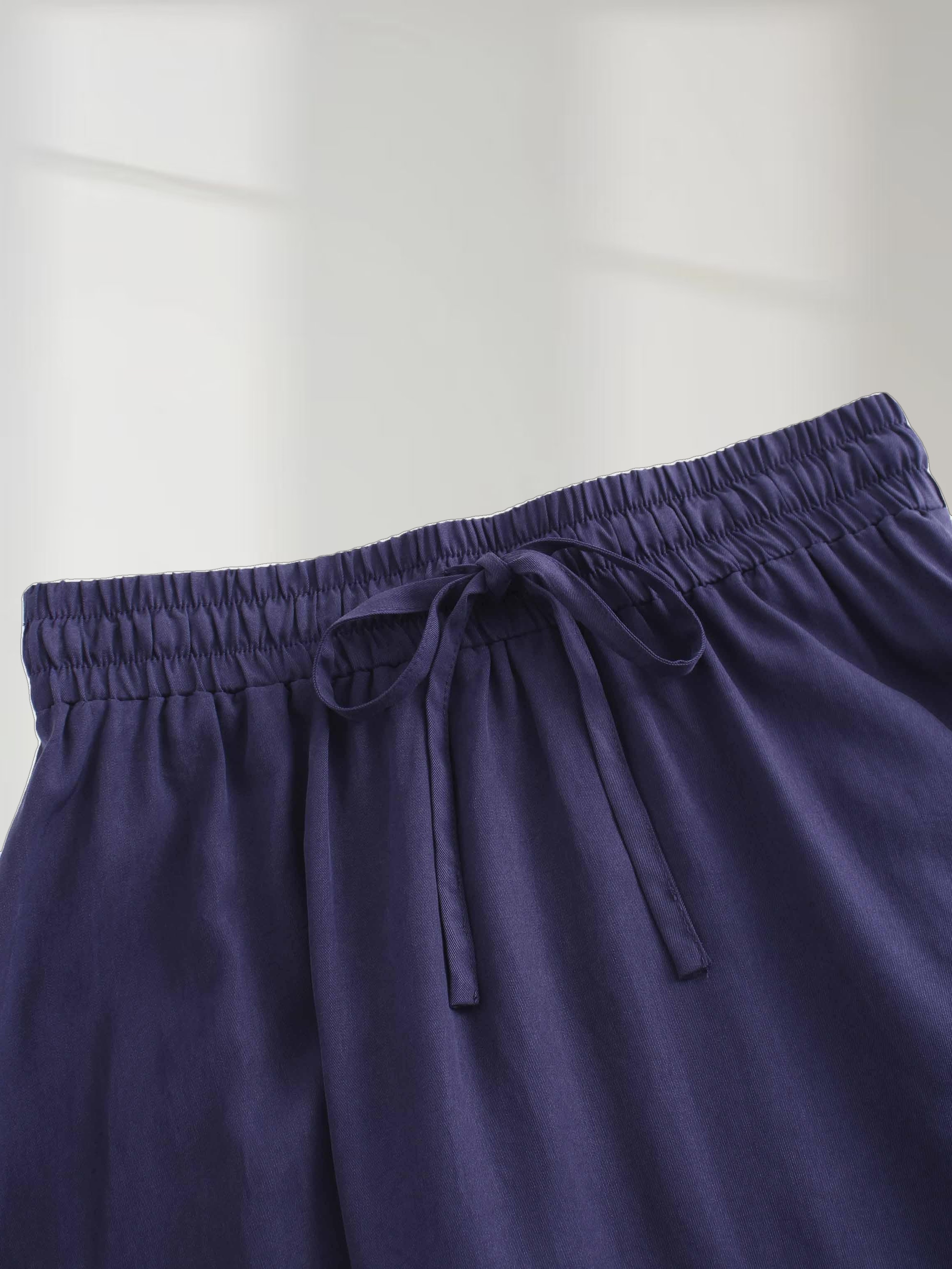 Drawstring Circle Skirt-Navy