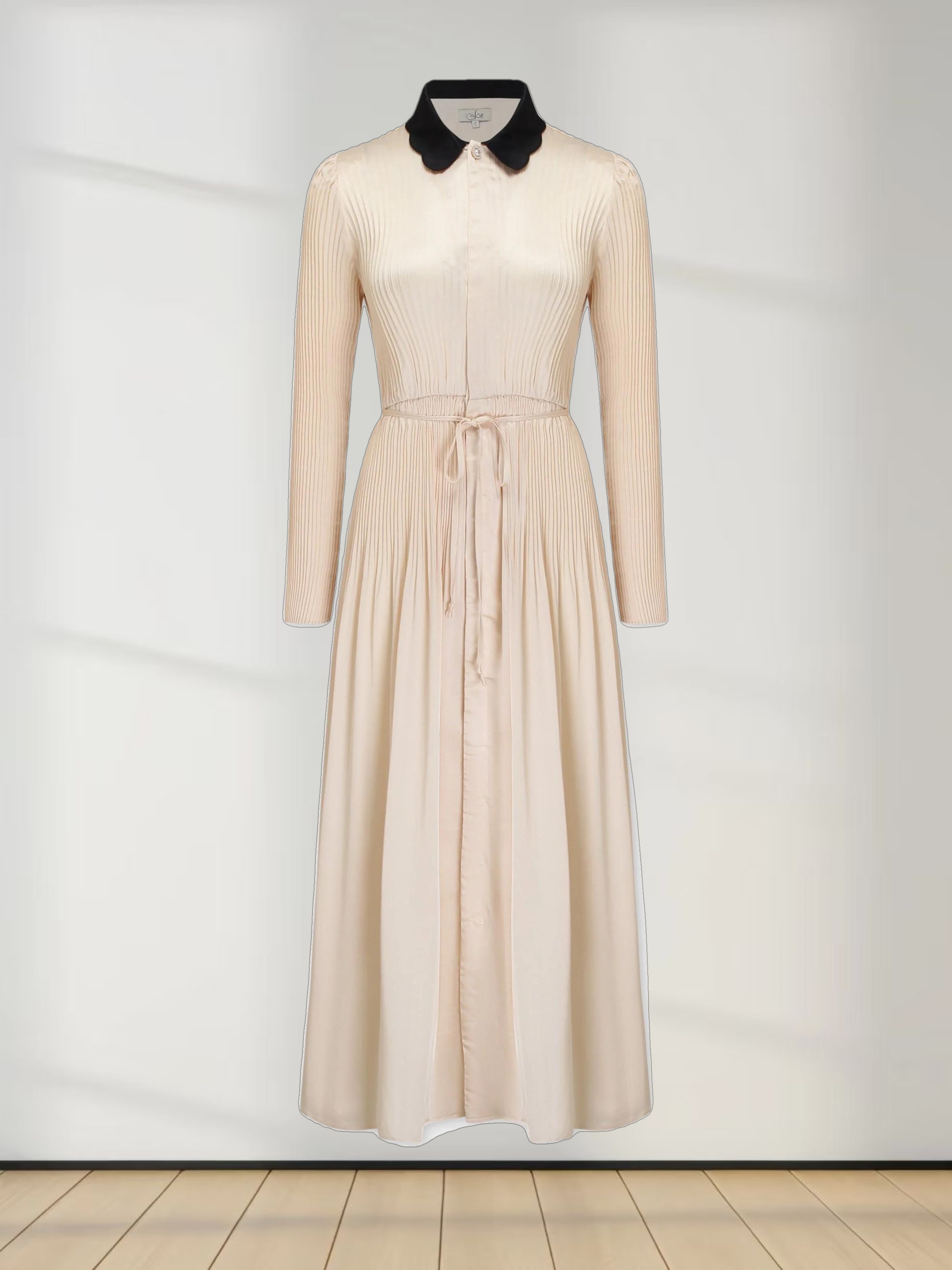 Micro Pleat Dress-Ivory