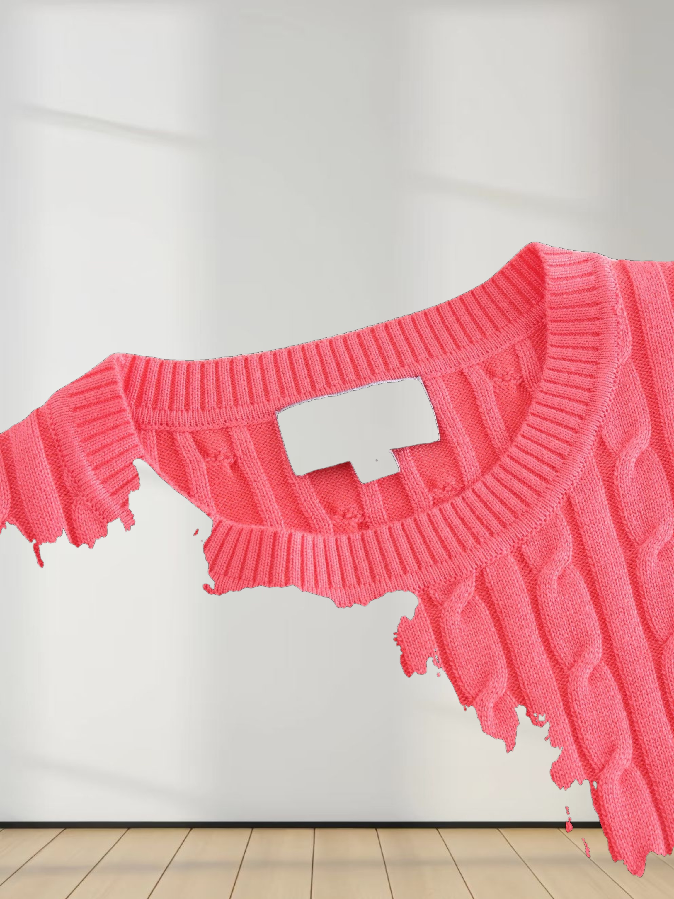 Knit Cable Sweater-Salmon
