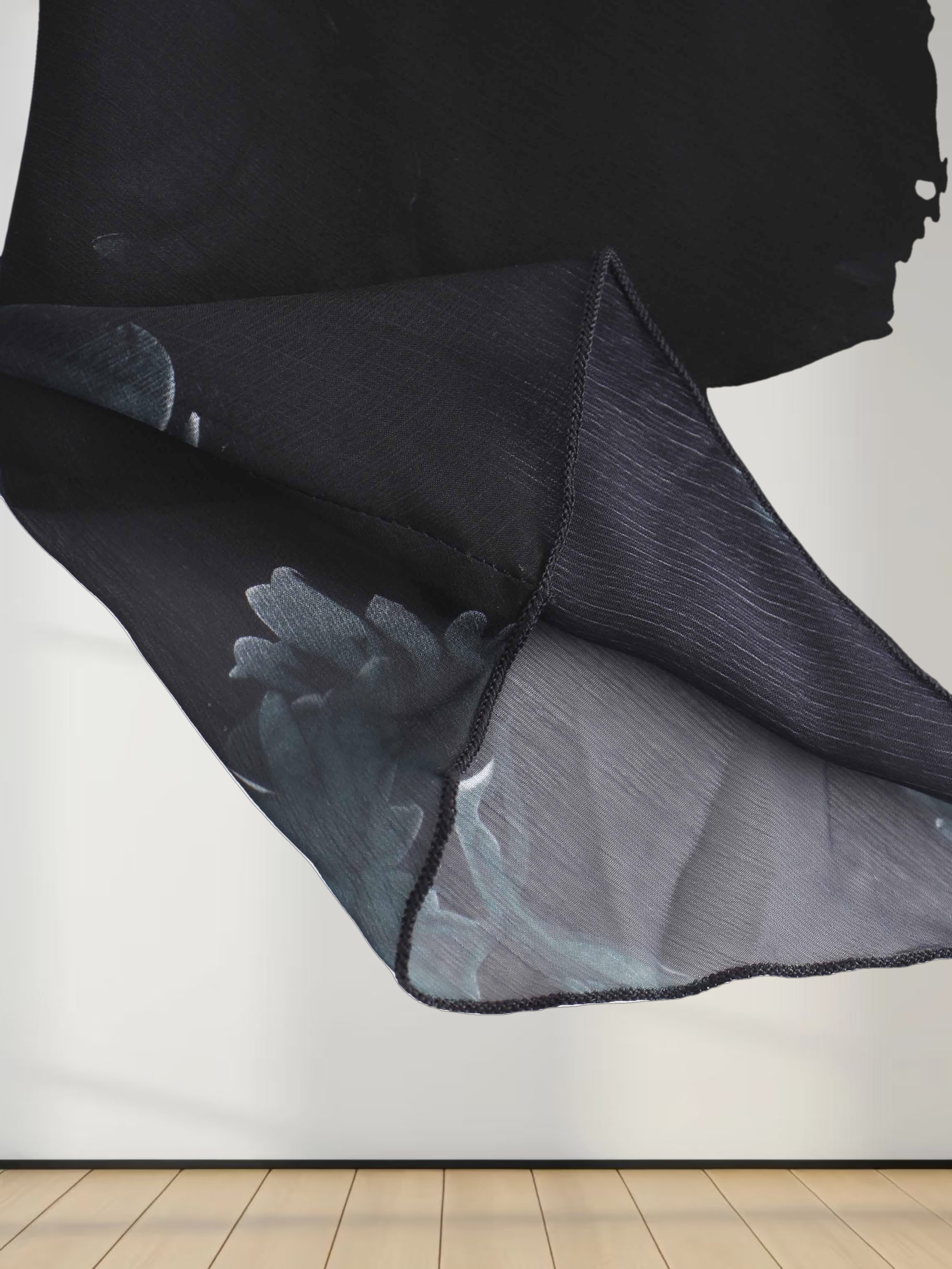 Asymmetrical Bottom Belted Dress-Green Floral