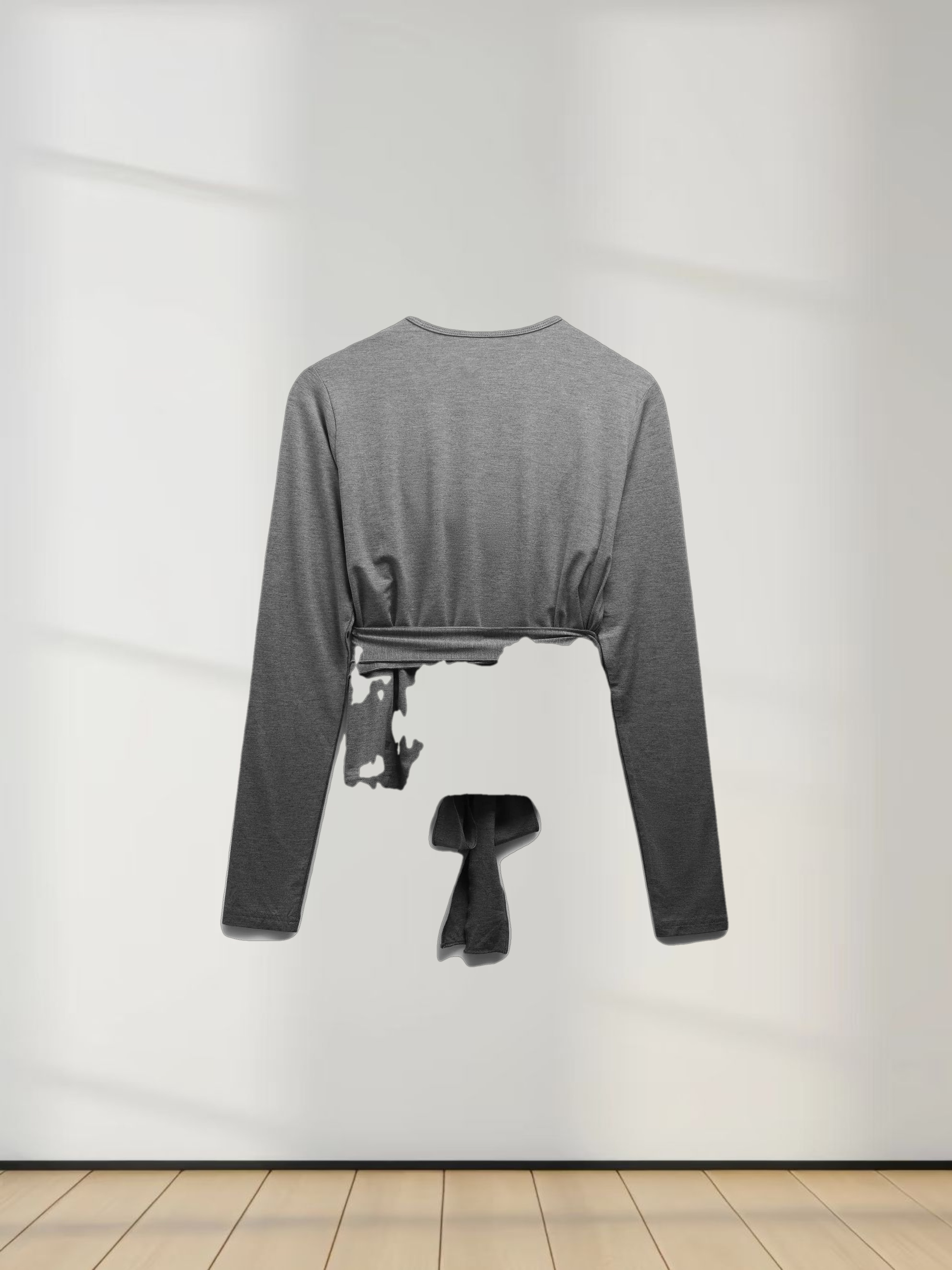 Wrap Tie Tee-Heathered Grey