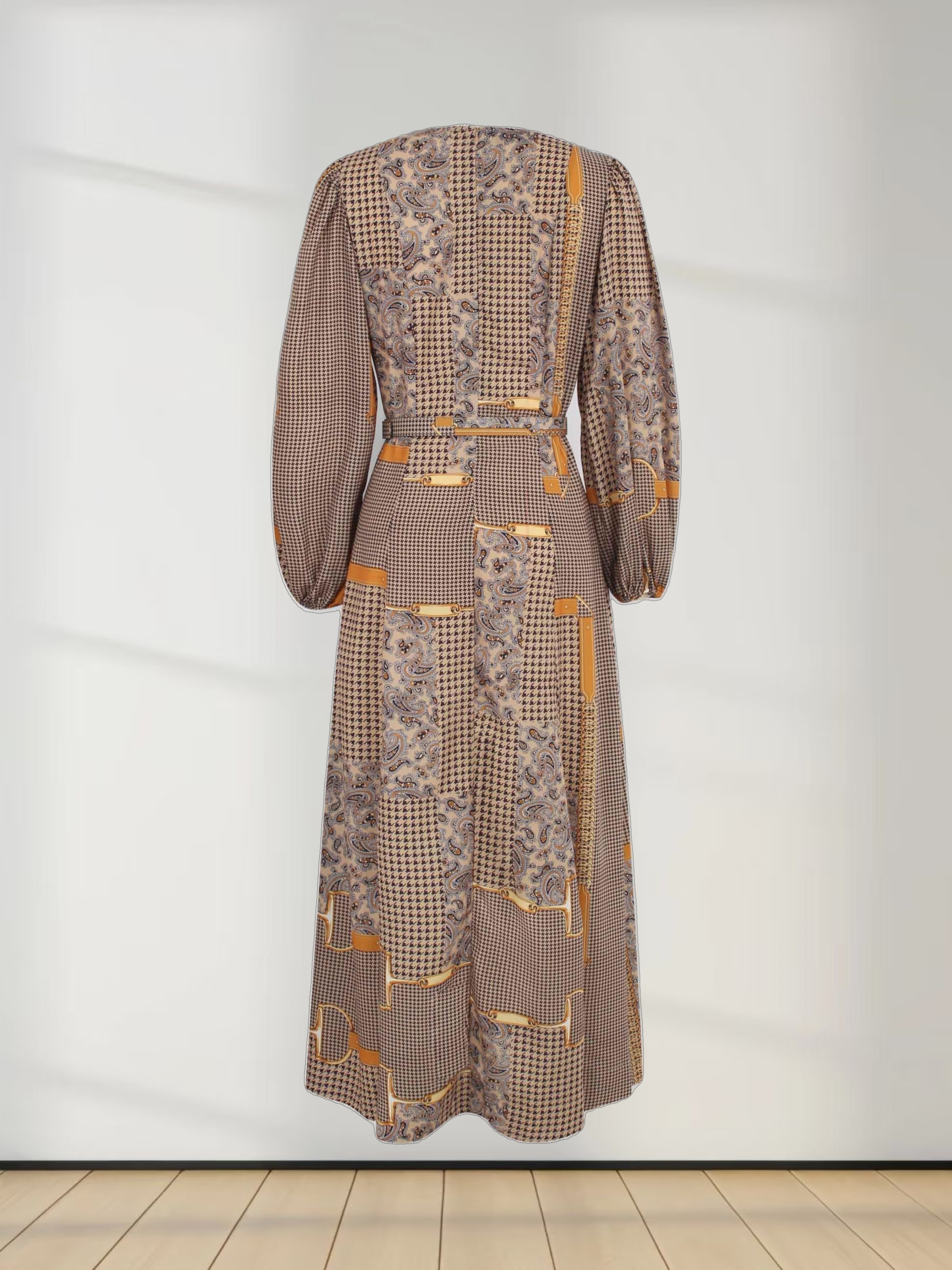 Printed Shift A-line Dress-Gold Chains