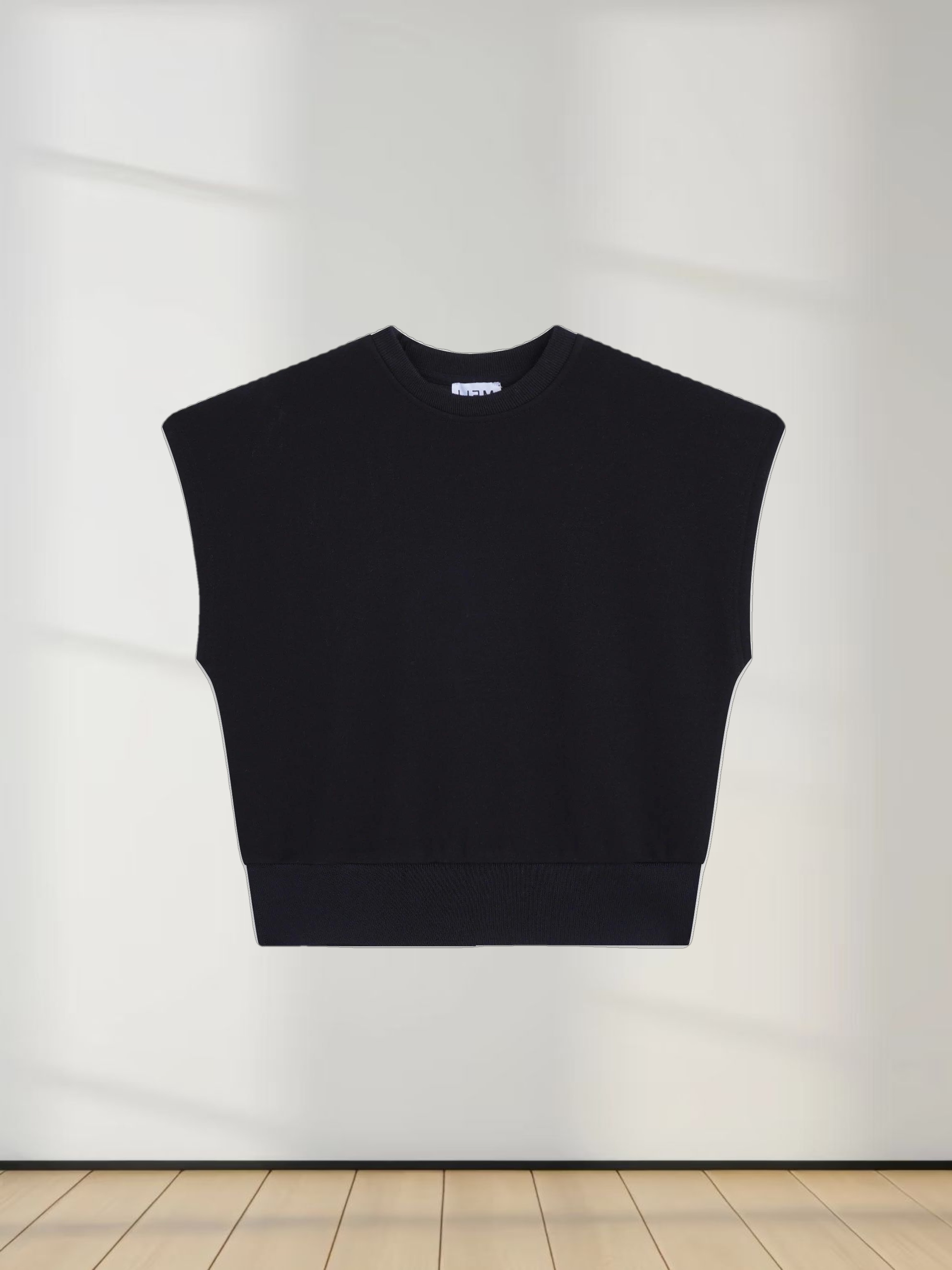 Sweatshirt Crop Vest-Black