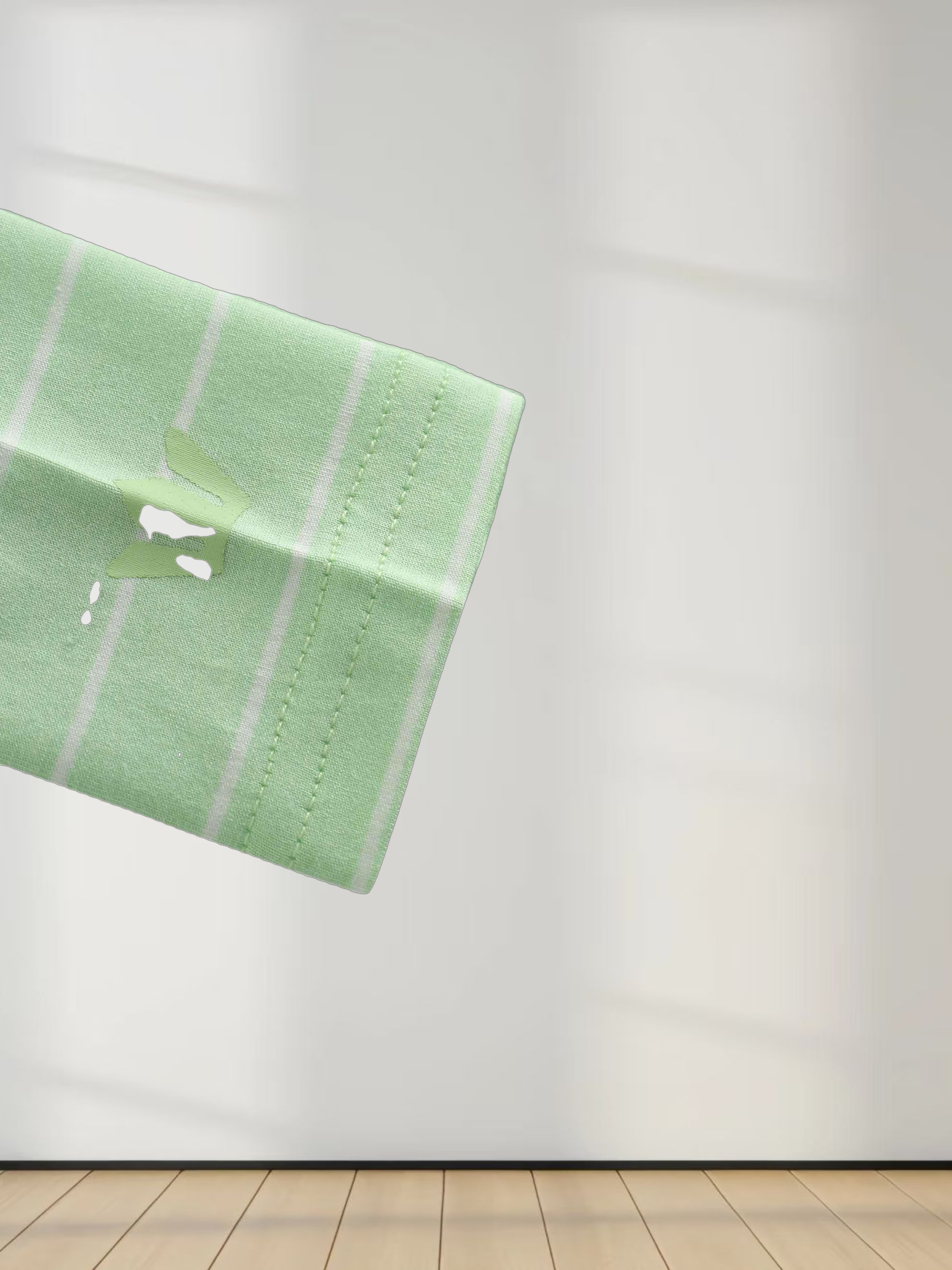 Striped Collar Snap Tee-Mint/White