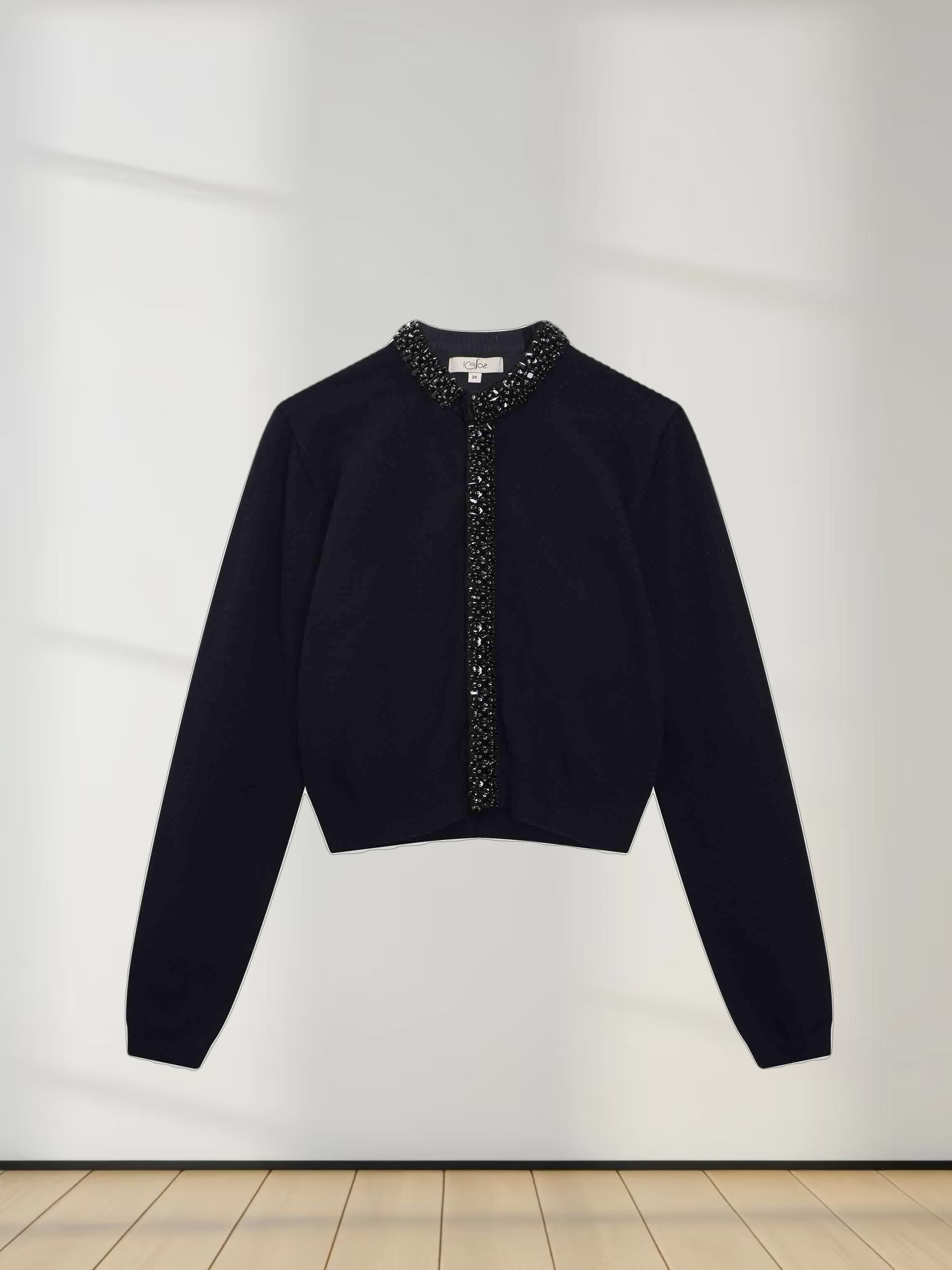 Embellished Cardigan Sweater-Black
