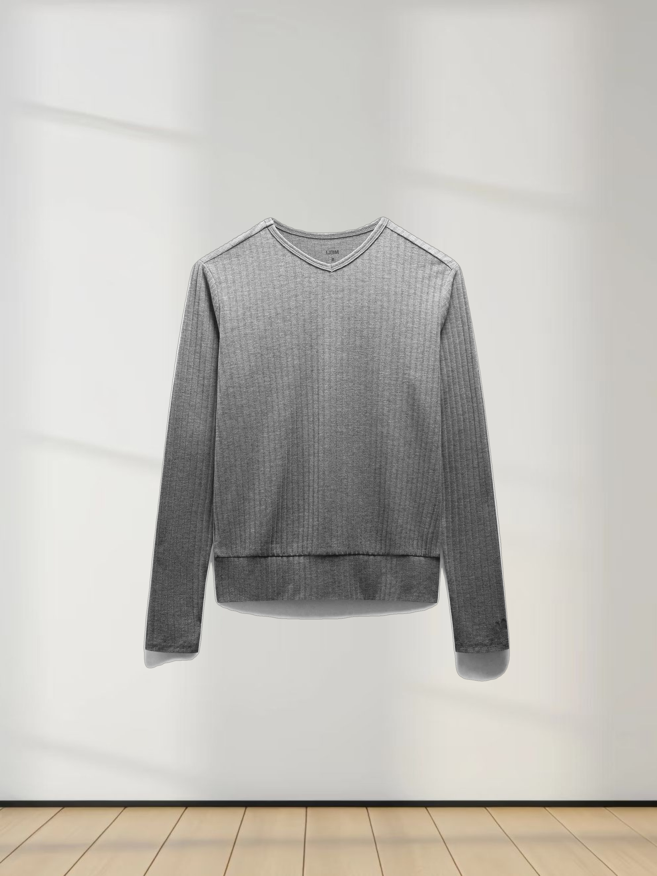 Ribbed High V Bomber-Grey