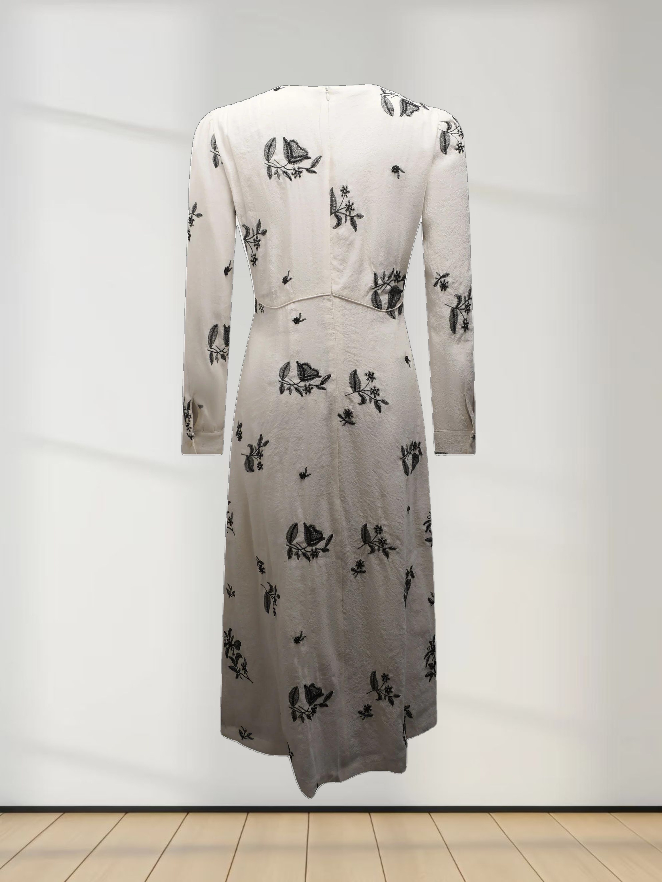 Empire Waist Puff Sleeve Dress-Cream