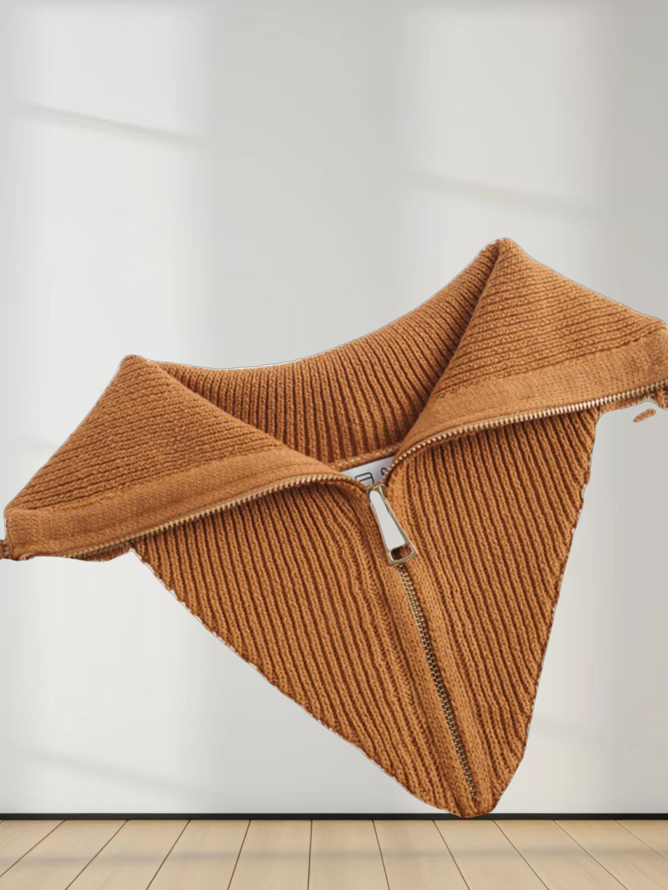 Half Zip Shawl Collar Sweater-Diamond Design