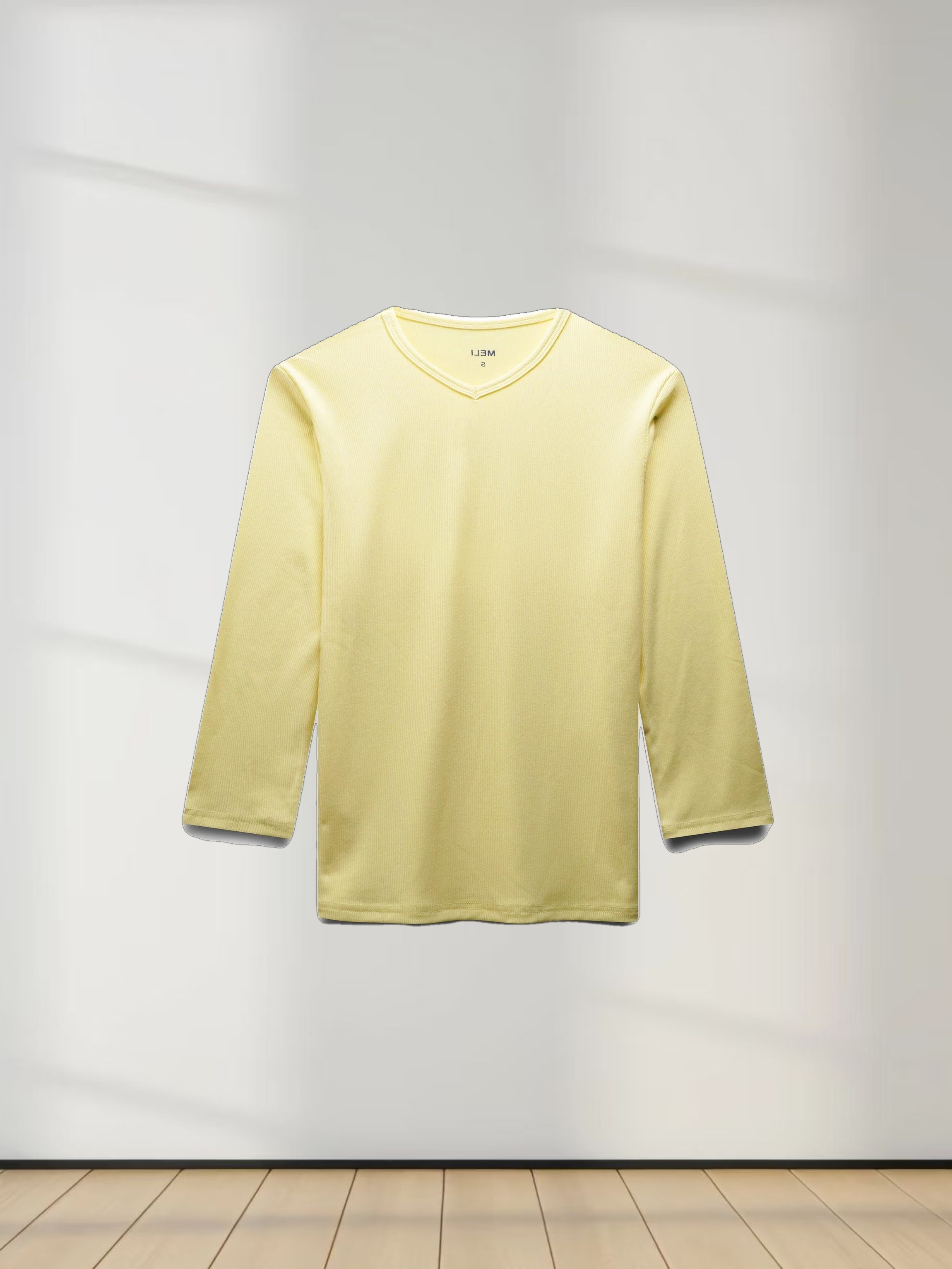 RIBBED HIGH V 3Q-BUTTER YELLOW