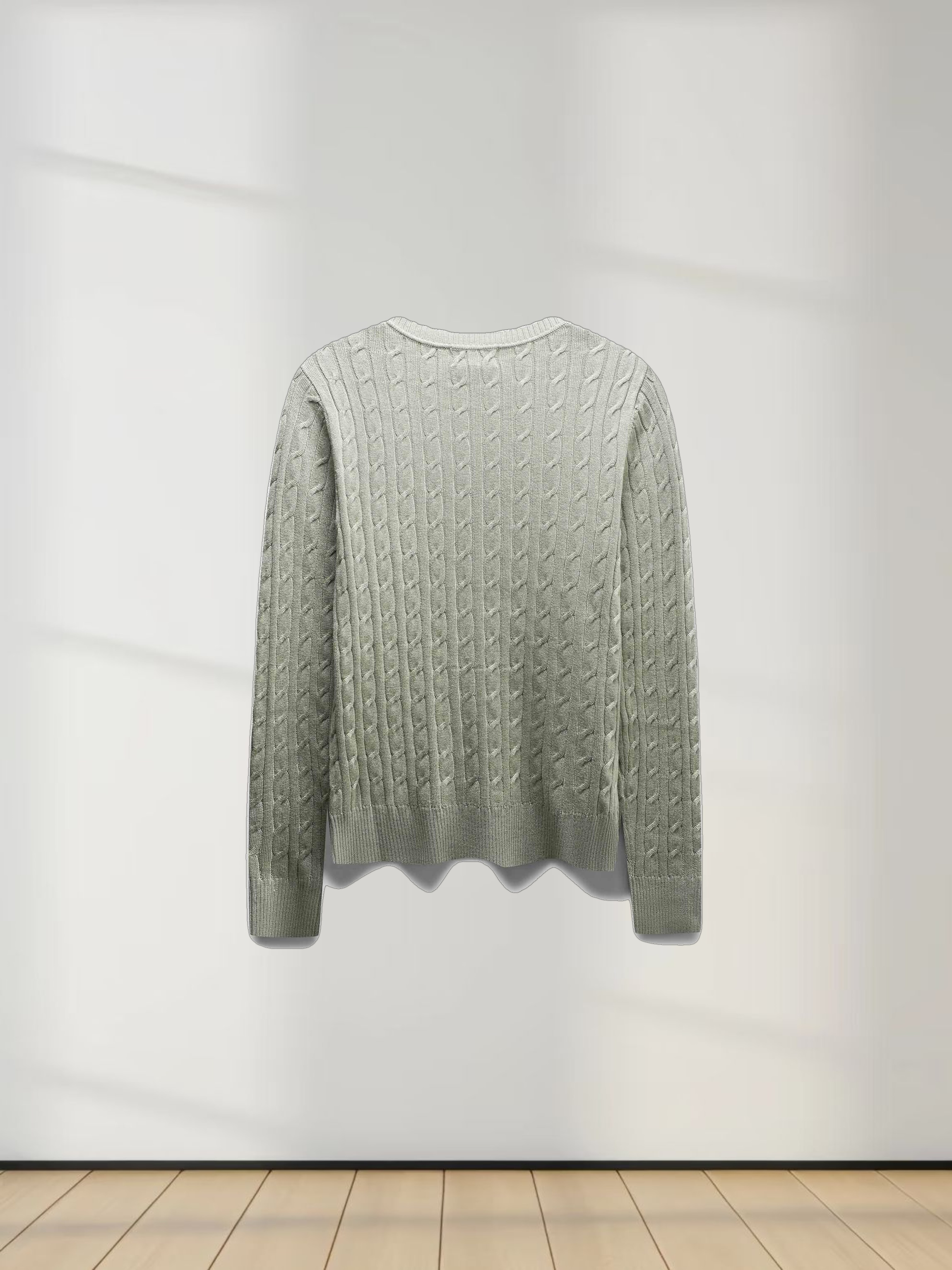 Knit Cable Sweater-Sage
