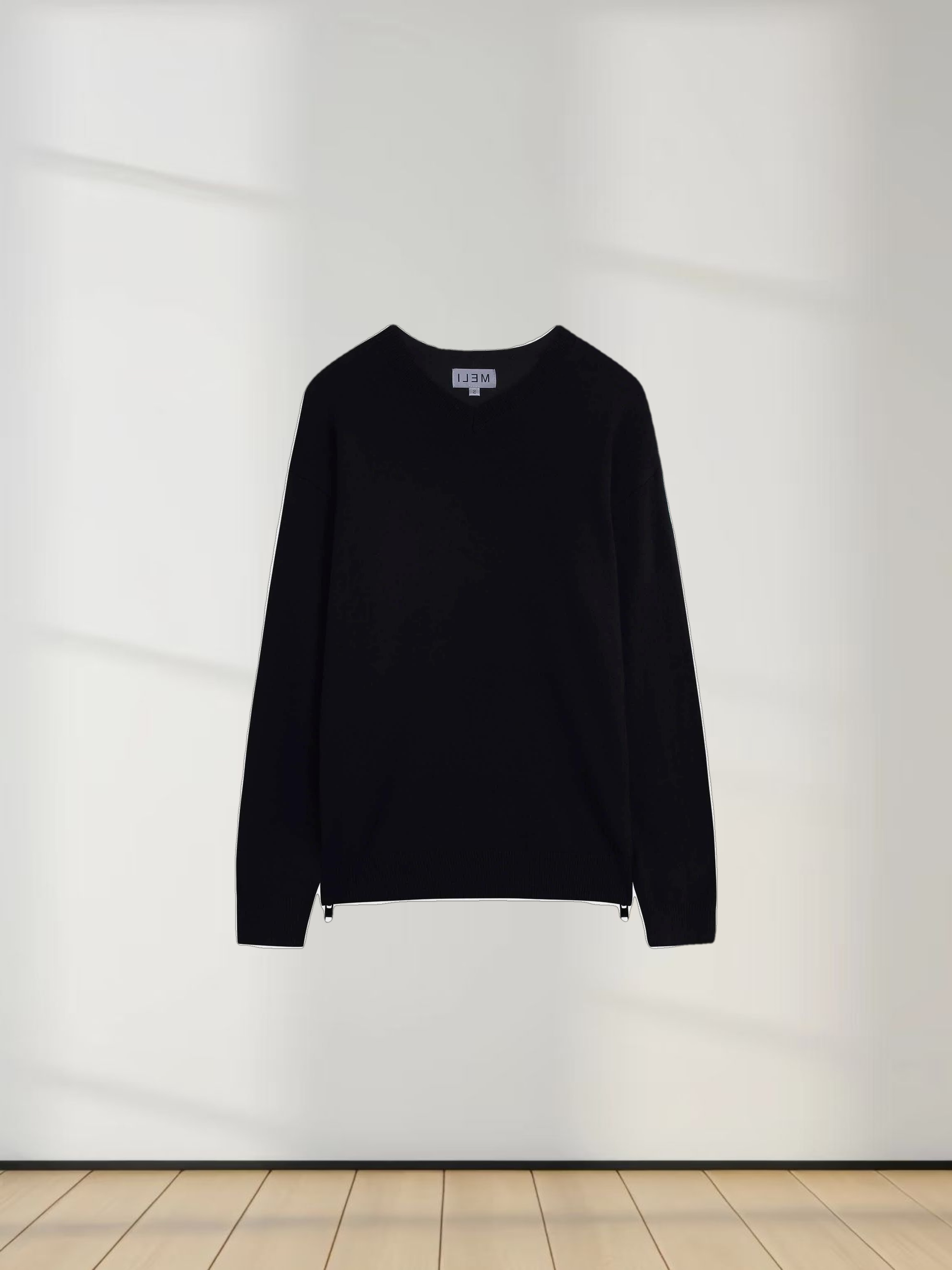Side Zipper Sweater-Black