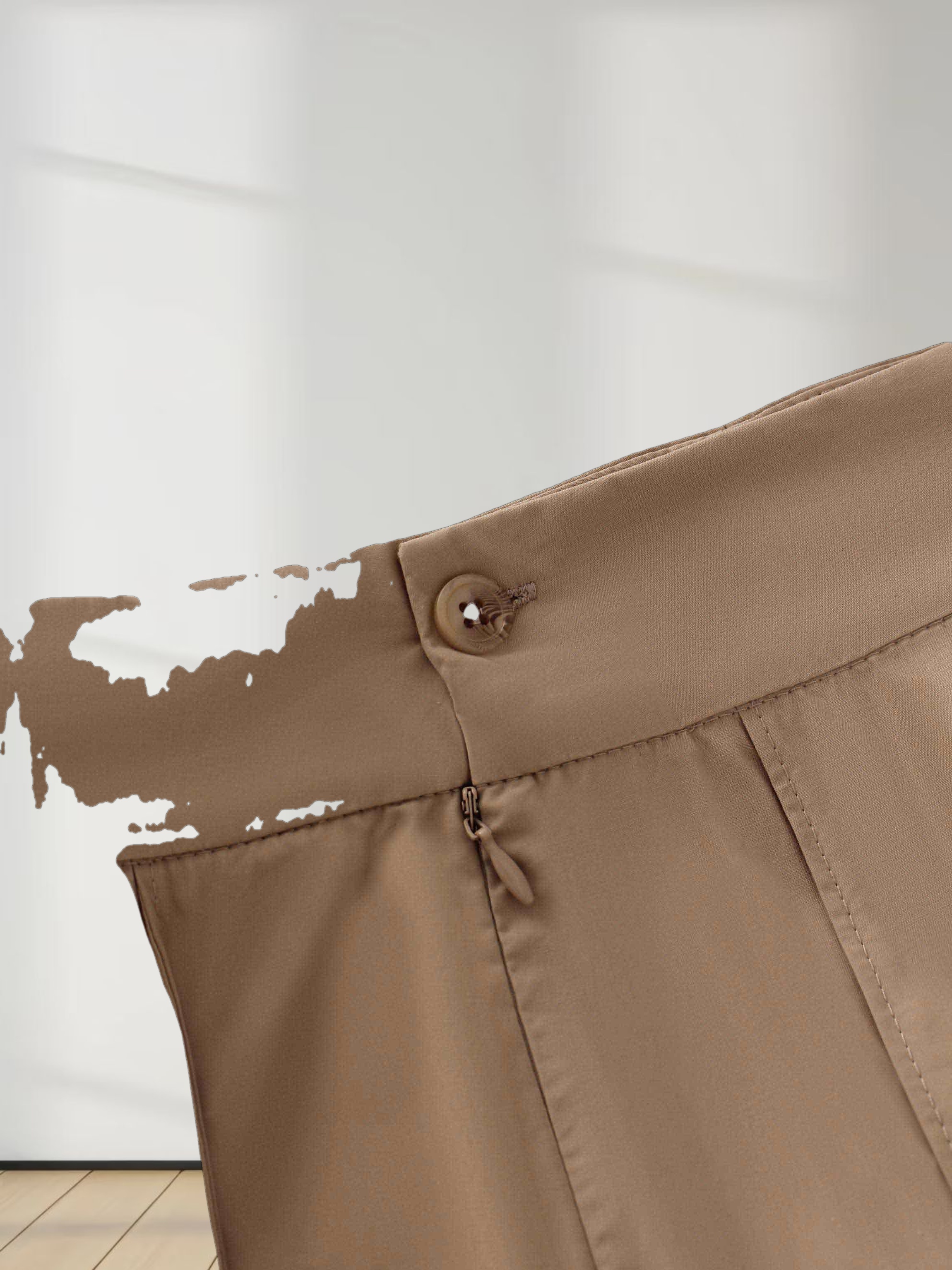 Cotton Pleated Skirt-Tan