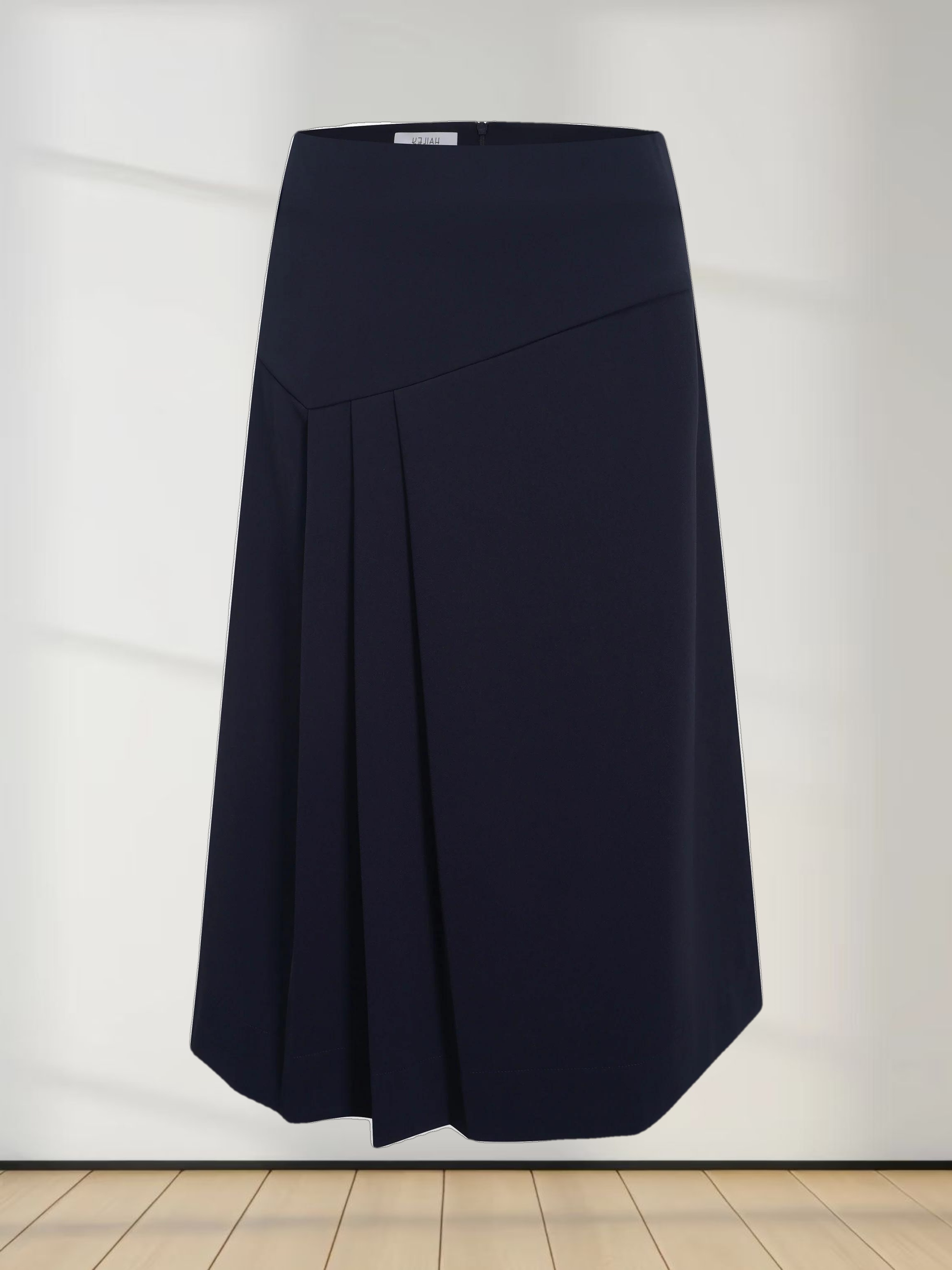 Side Pleat A-Line Short Skirt-Navy