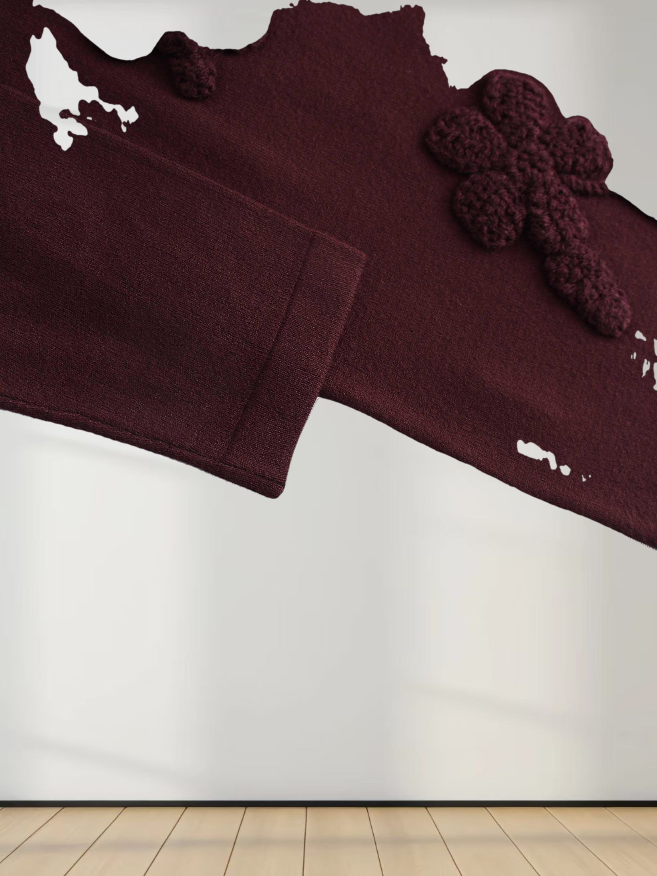 Crochet Puff Flower Sweater Set-Plum