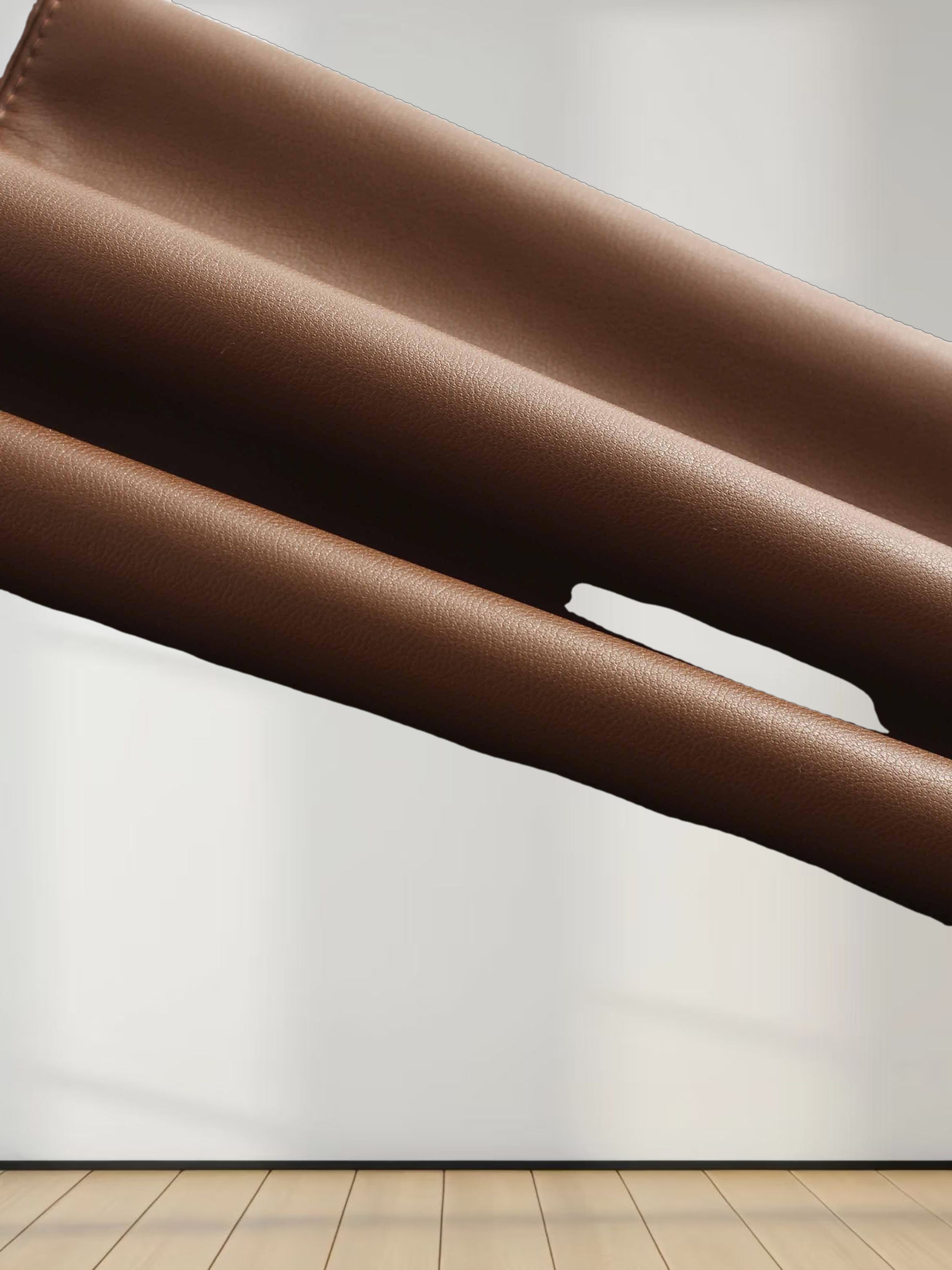 Short A-Line Seamed Faux Leather Skirt-Brown