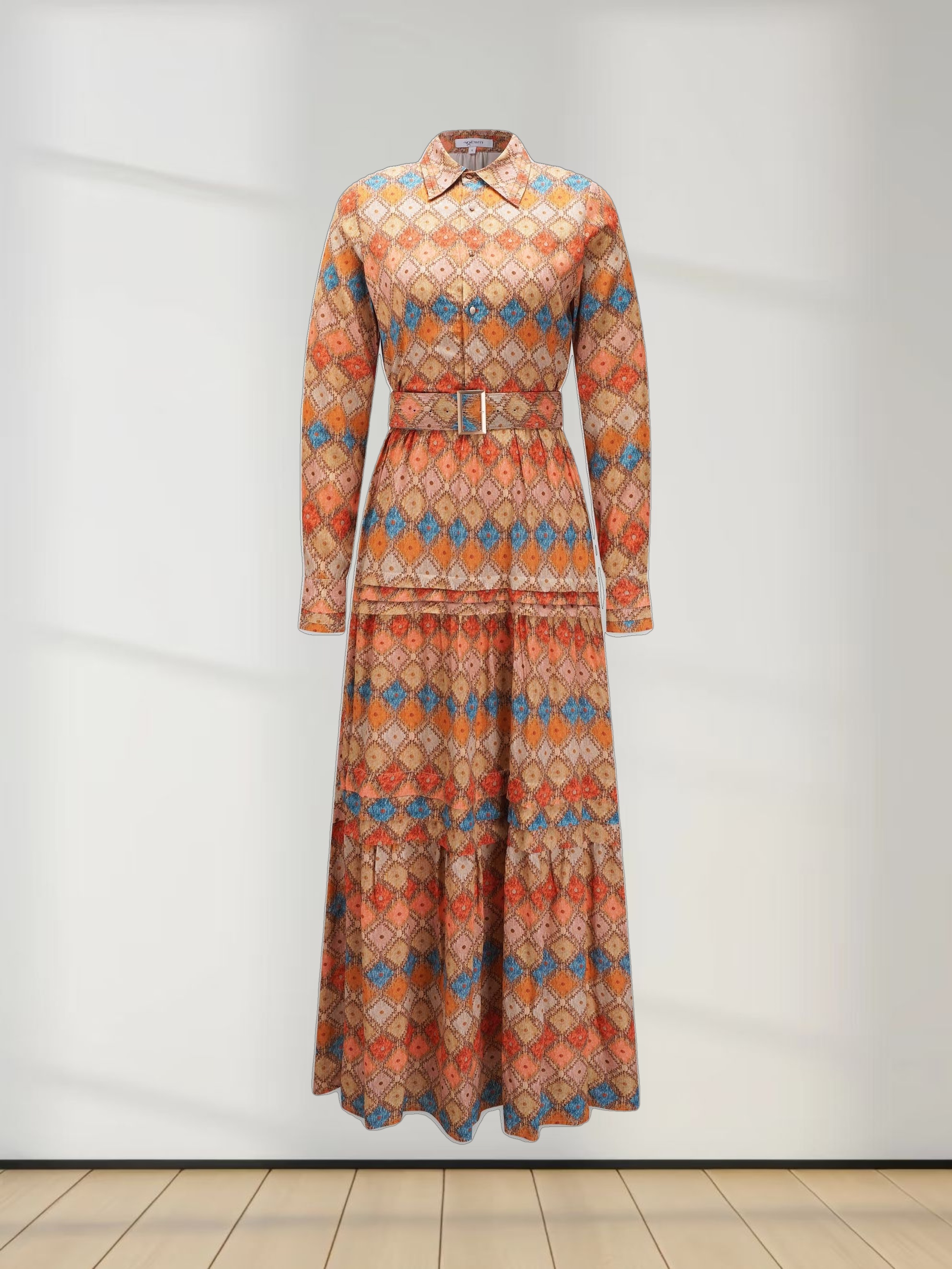 Pleated Tiered Maxi Dress-Diamond Design