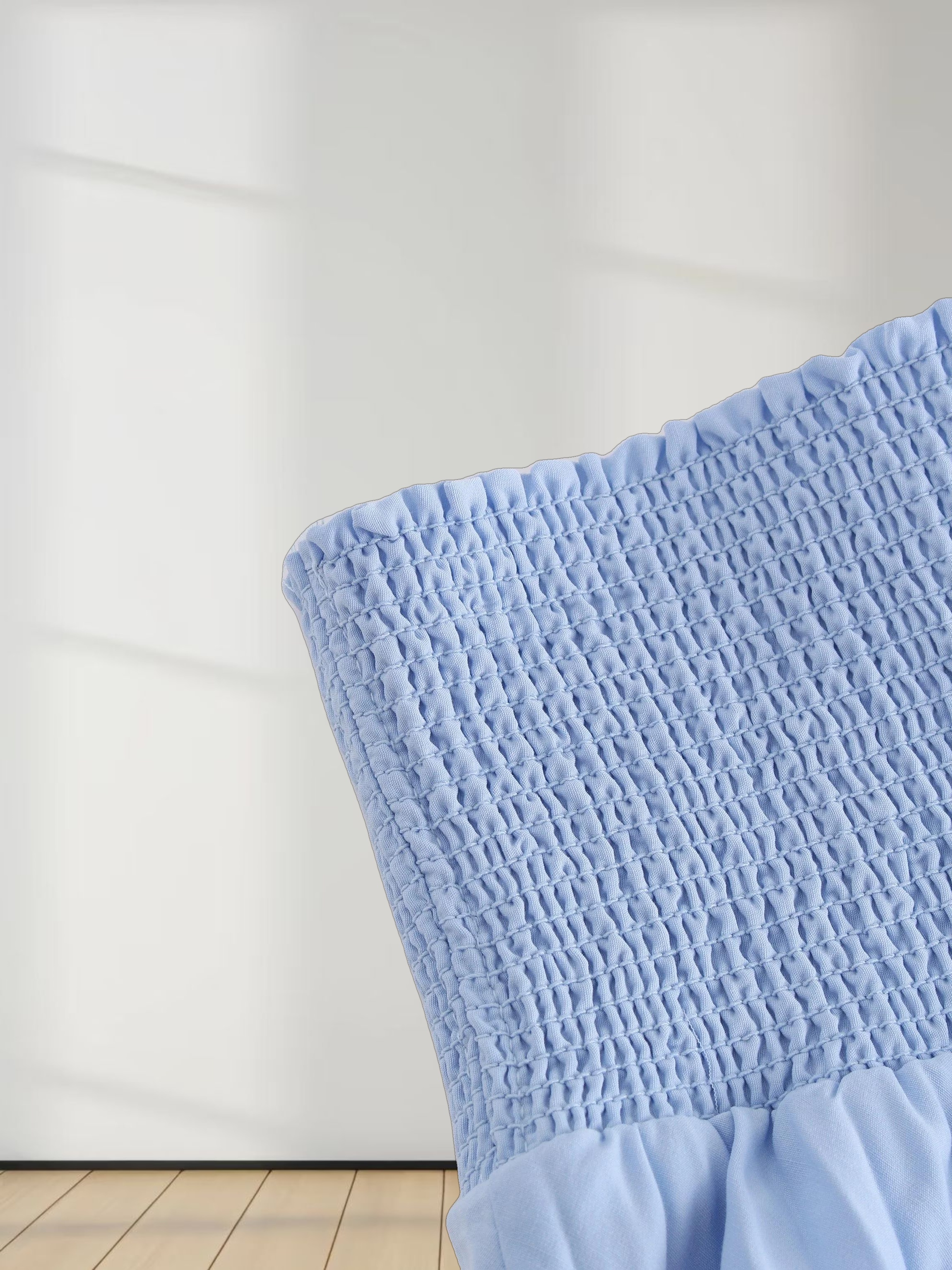 SHIRRED WAIST PLEATED SKIRT (LONG)-LIGHT BLUE