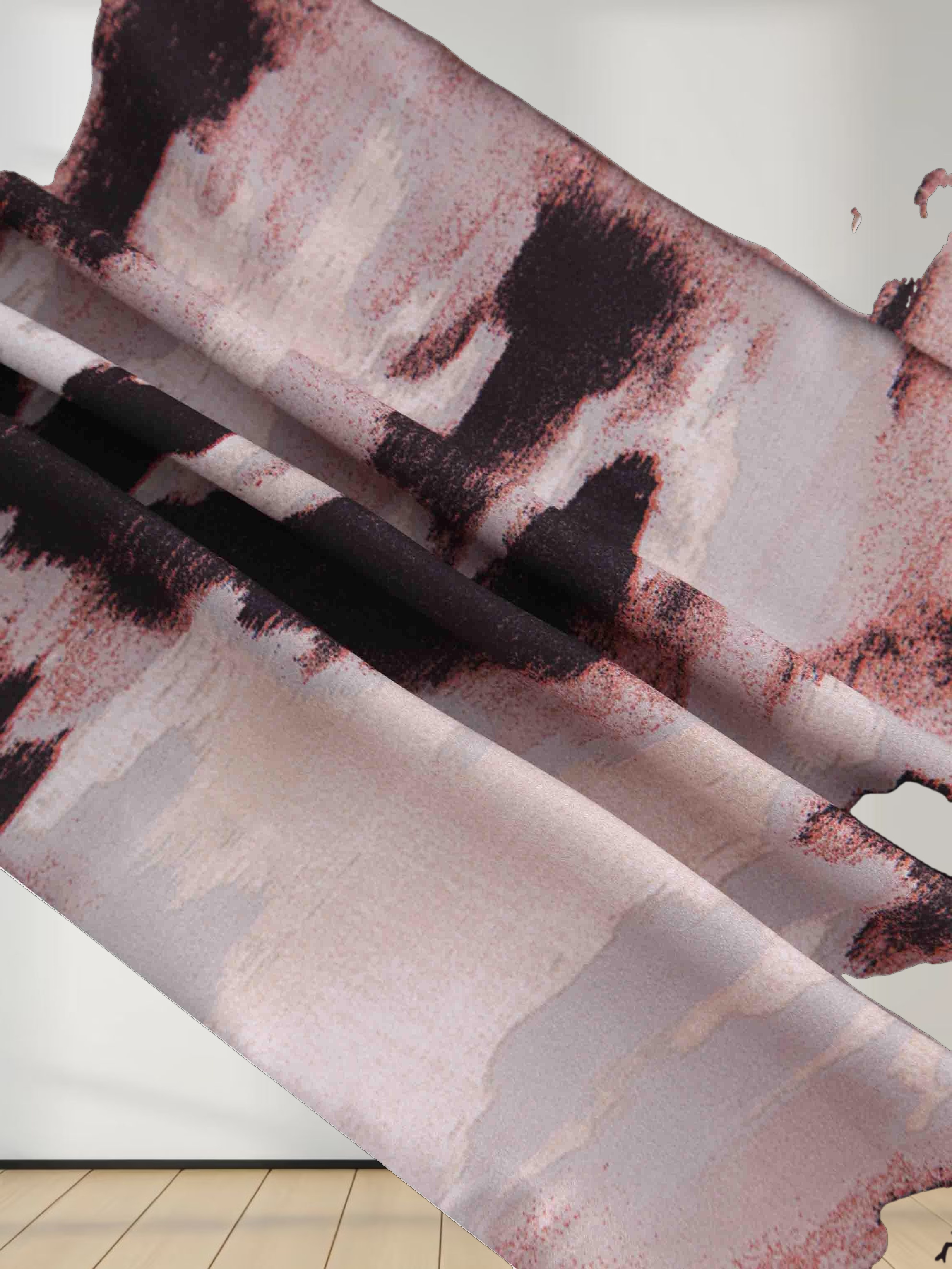 Oversized Satin Slip Blouse-Brown Brushstrokes