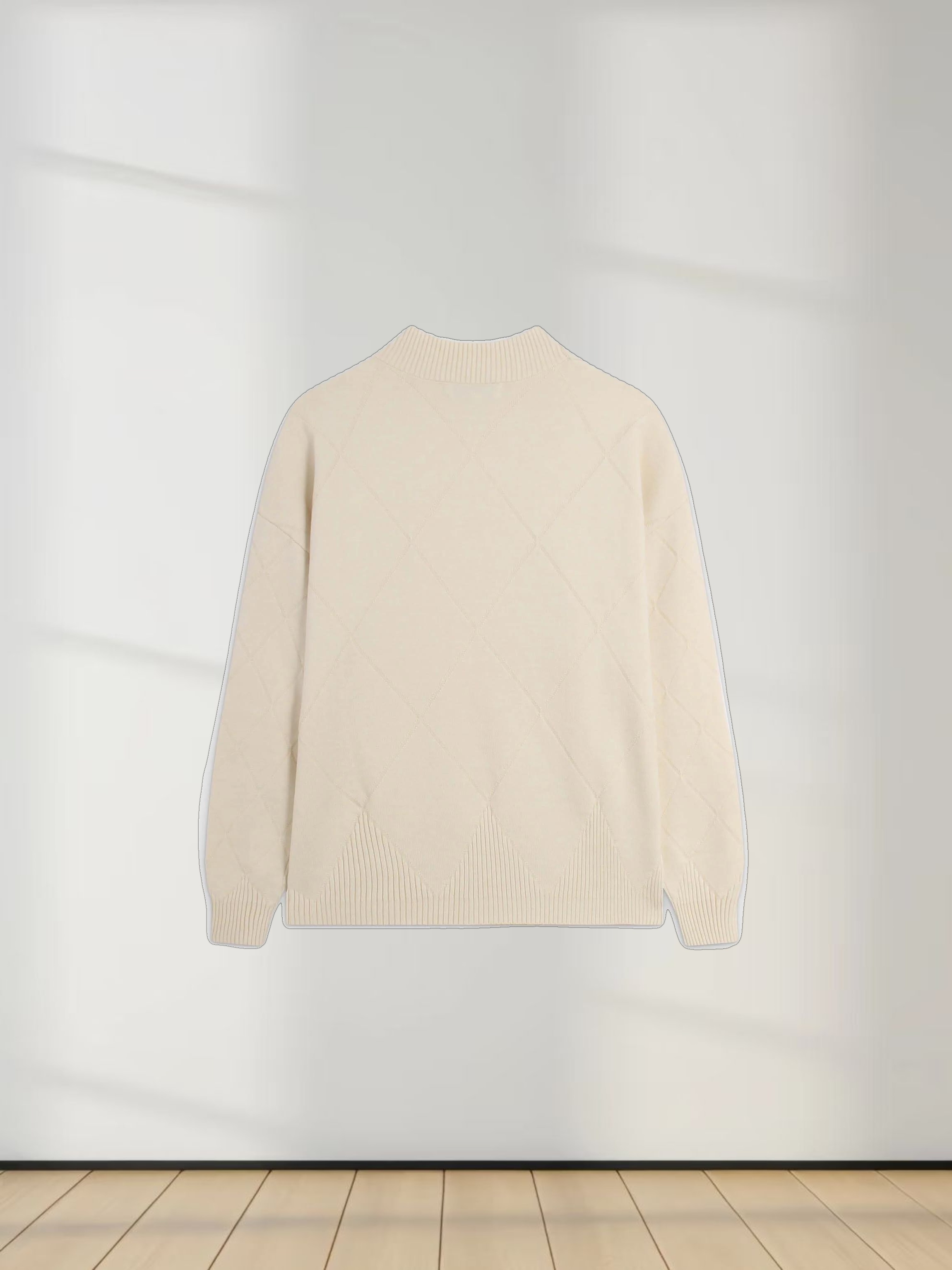 Oversized Diamond Detail Sweater-Ivory