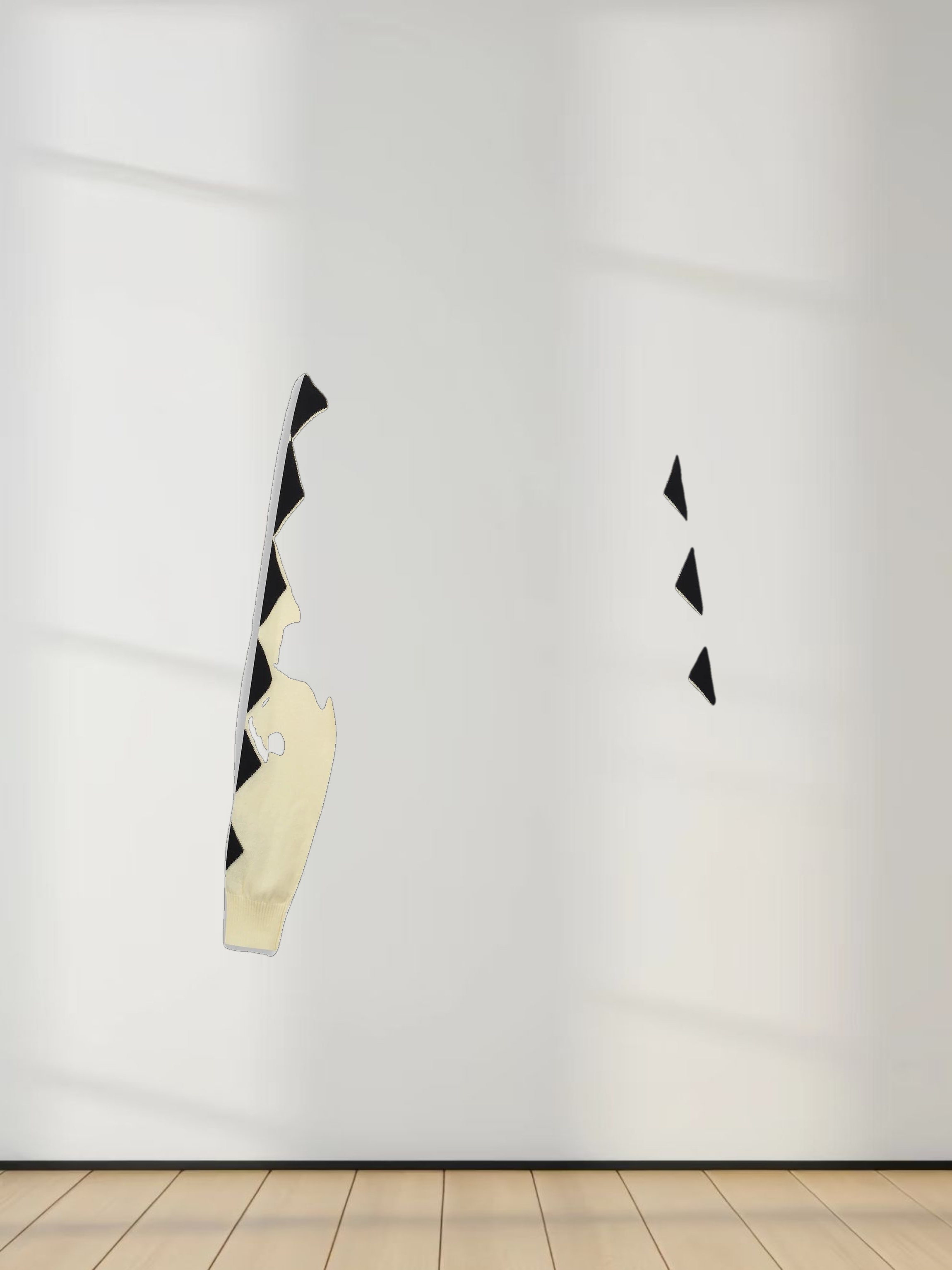 Printed Sweater-Cream with Black Diamond Design