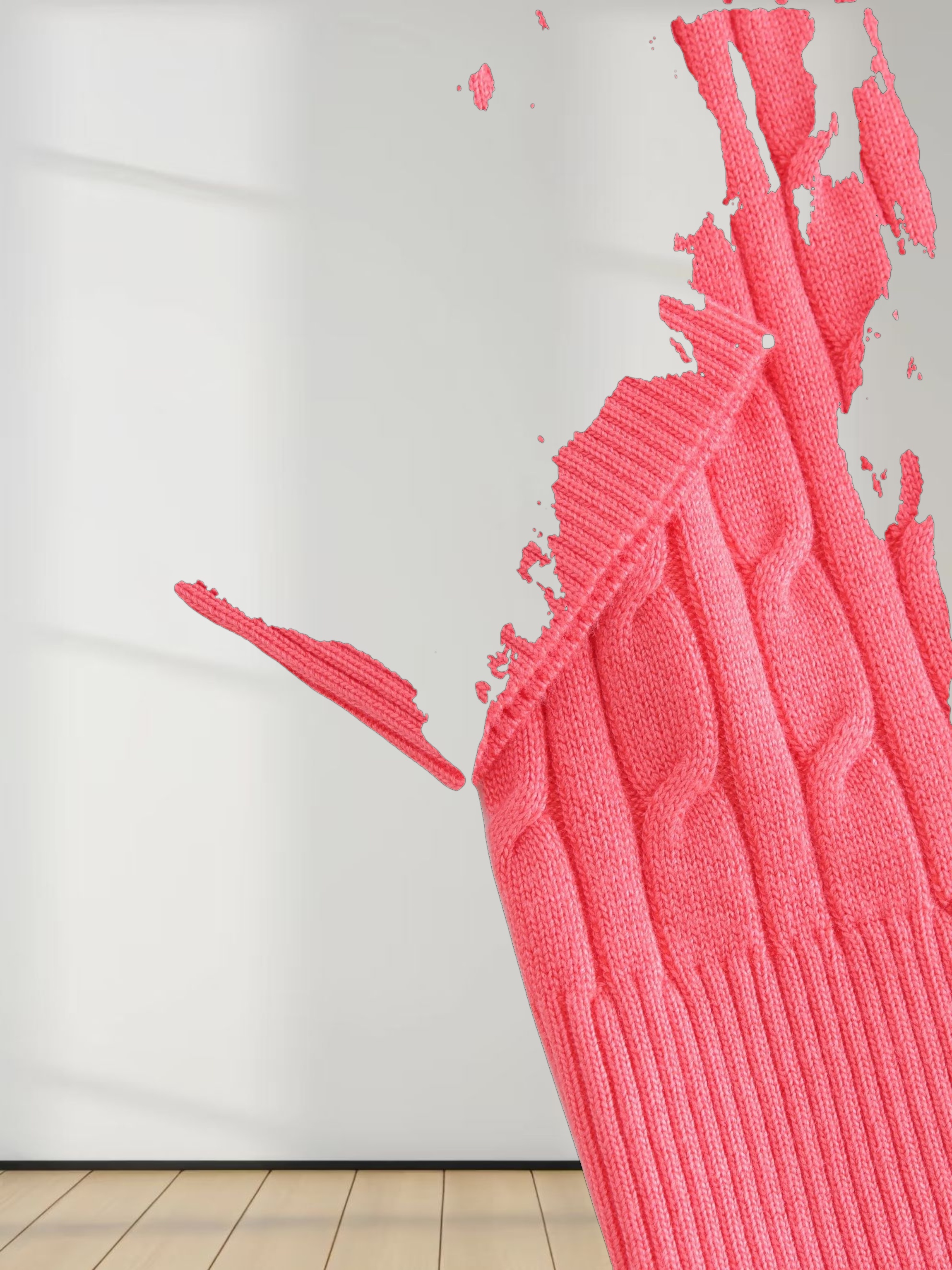 Knit Cable Sweater-Salmon