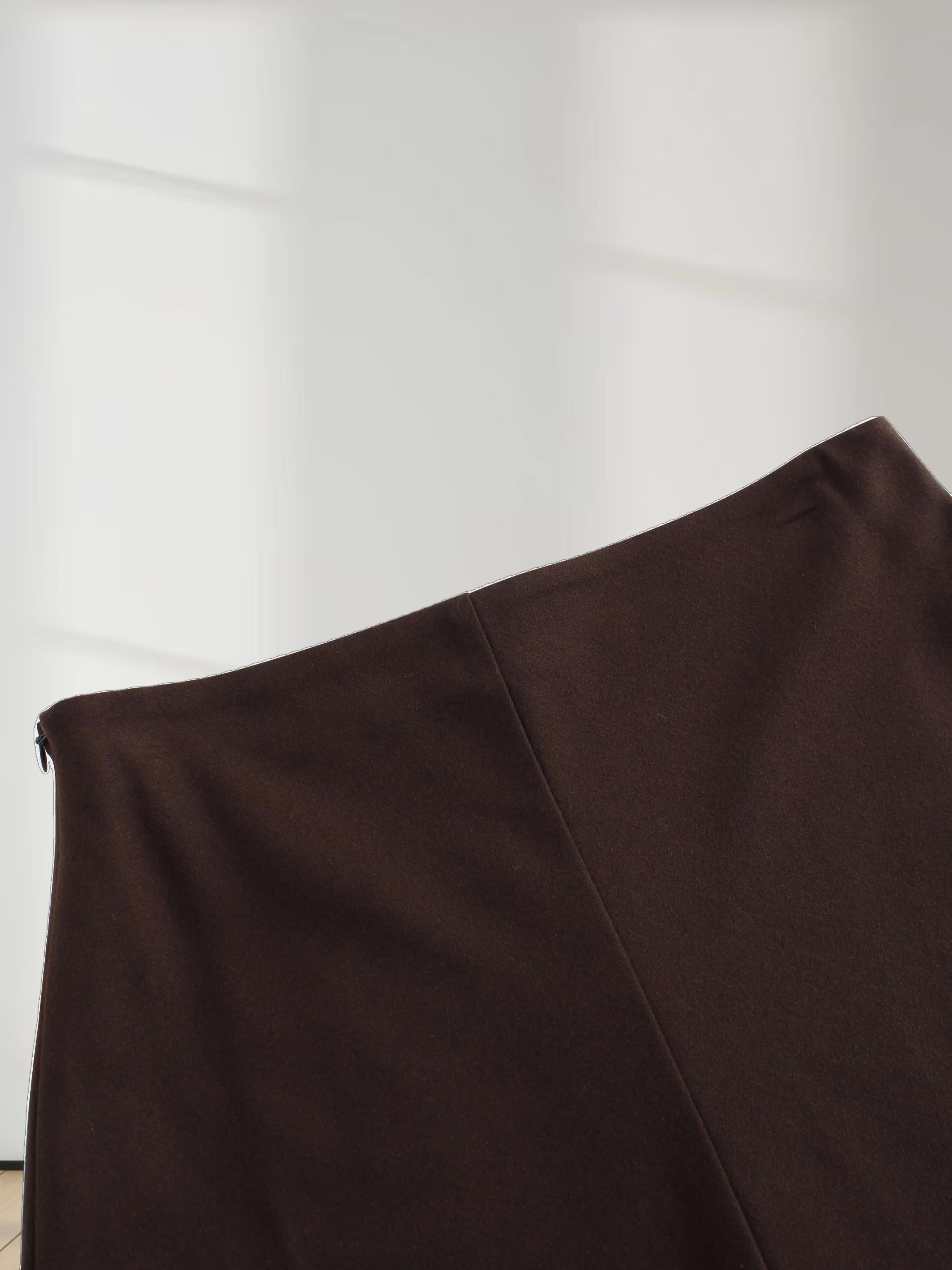 Basic A-Line Seamed Maxi Skirt-Brown