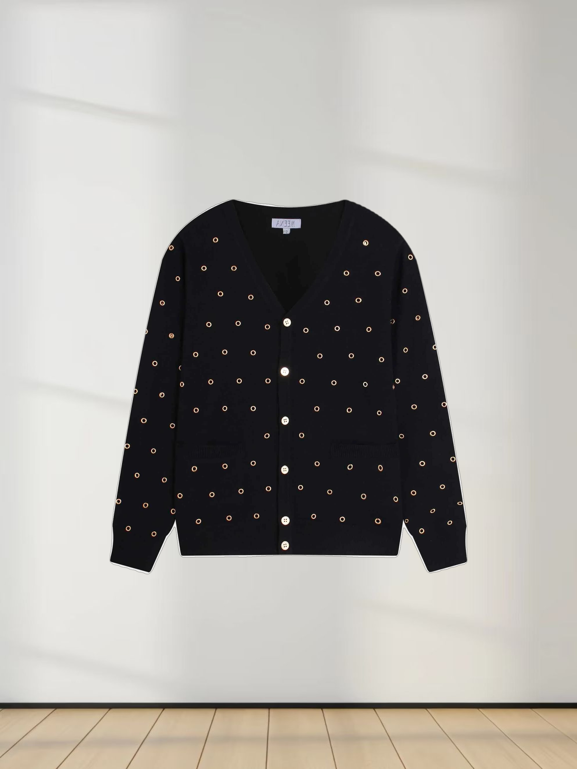 Grommet Cardigan-Black