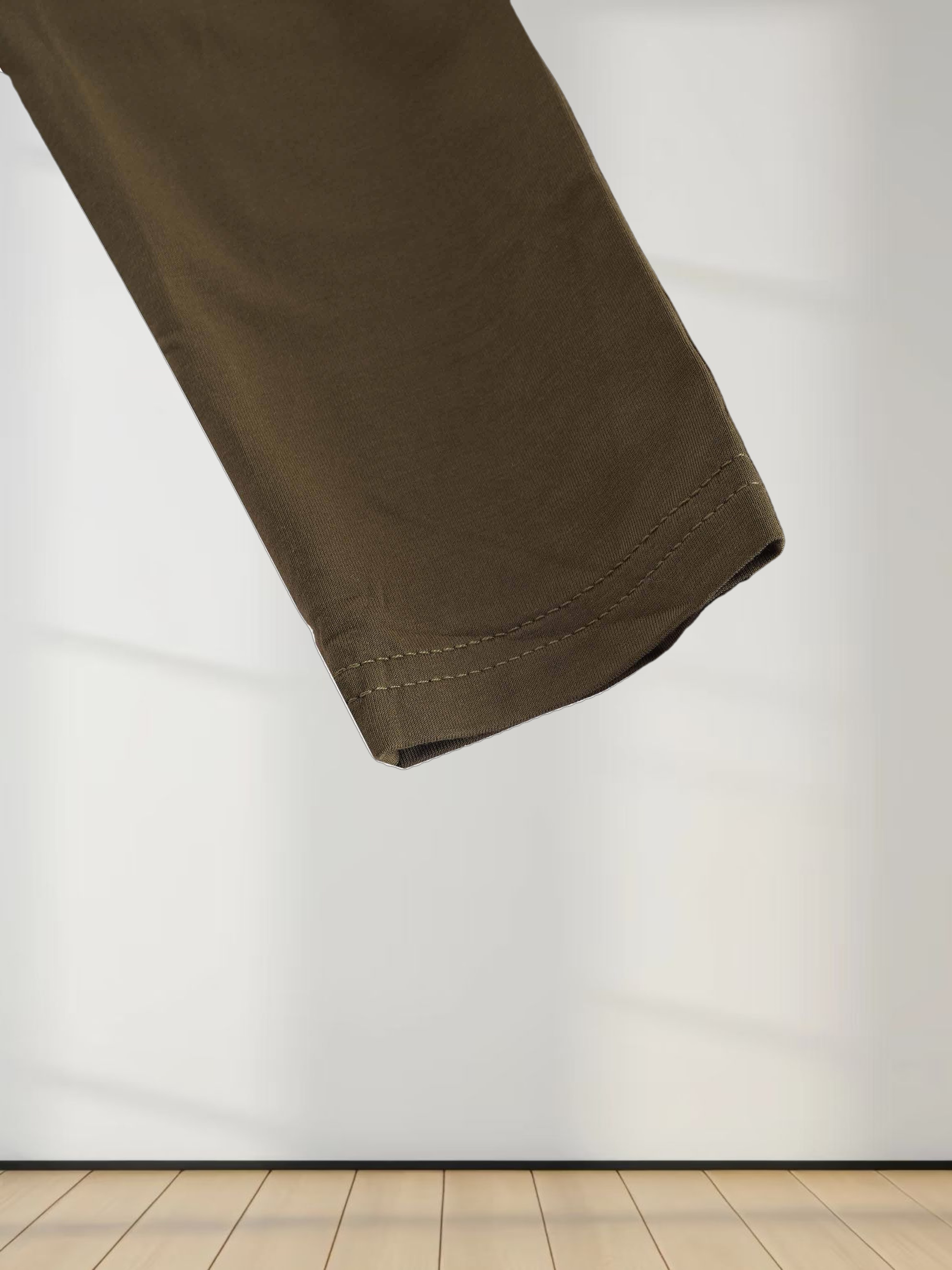 SIDE ELASTIC TEE-OLIVE