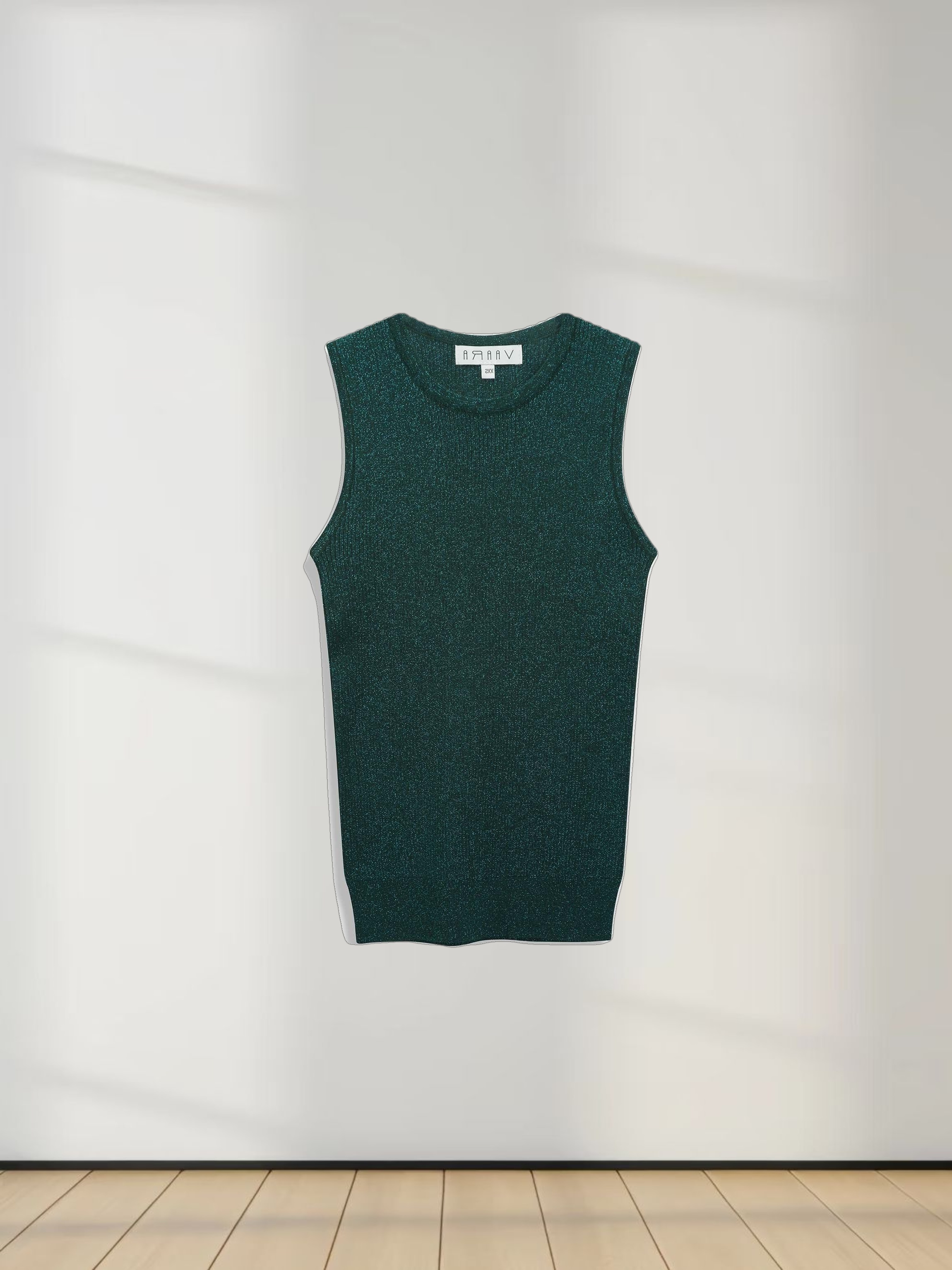 Lurex Sleeveless Sweater-Hunter Green