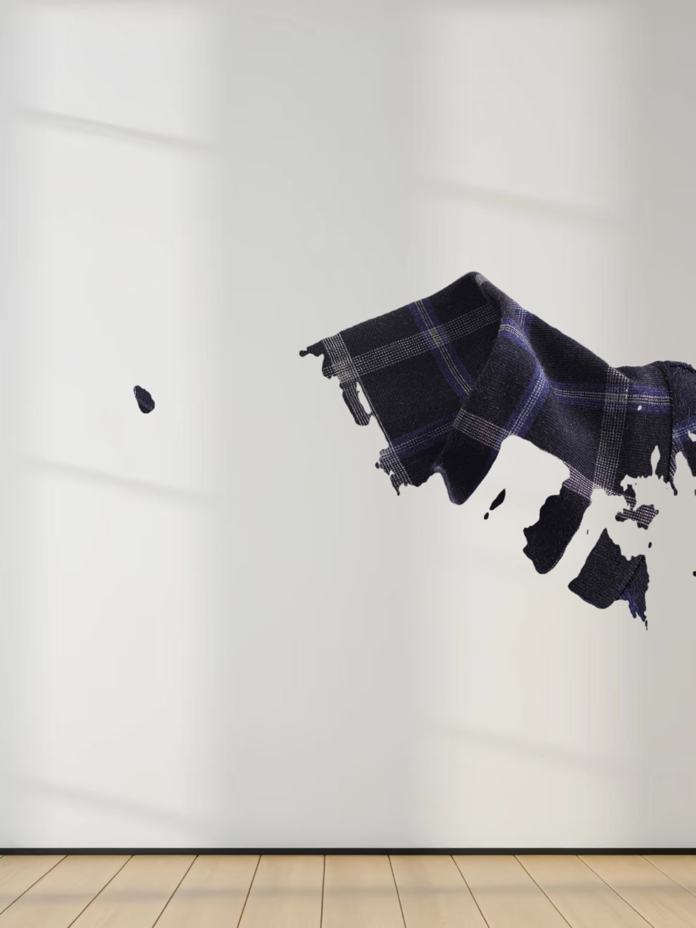 Printed Modal Turtleneck-Blue Plaid