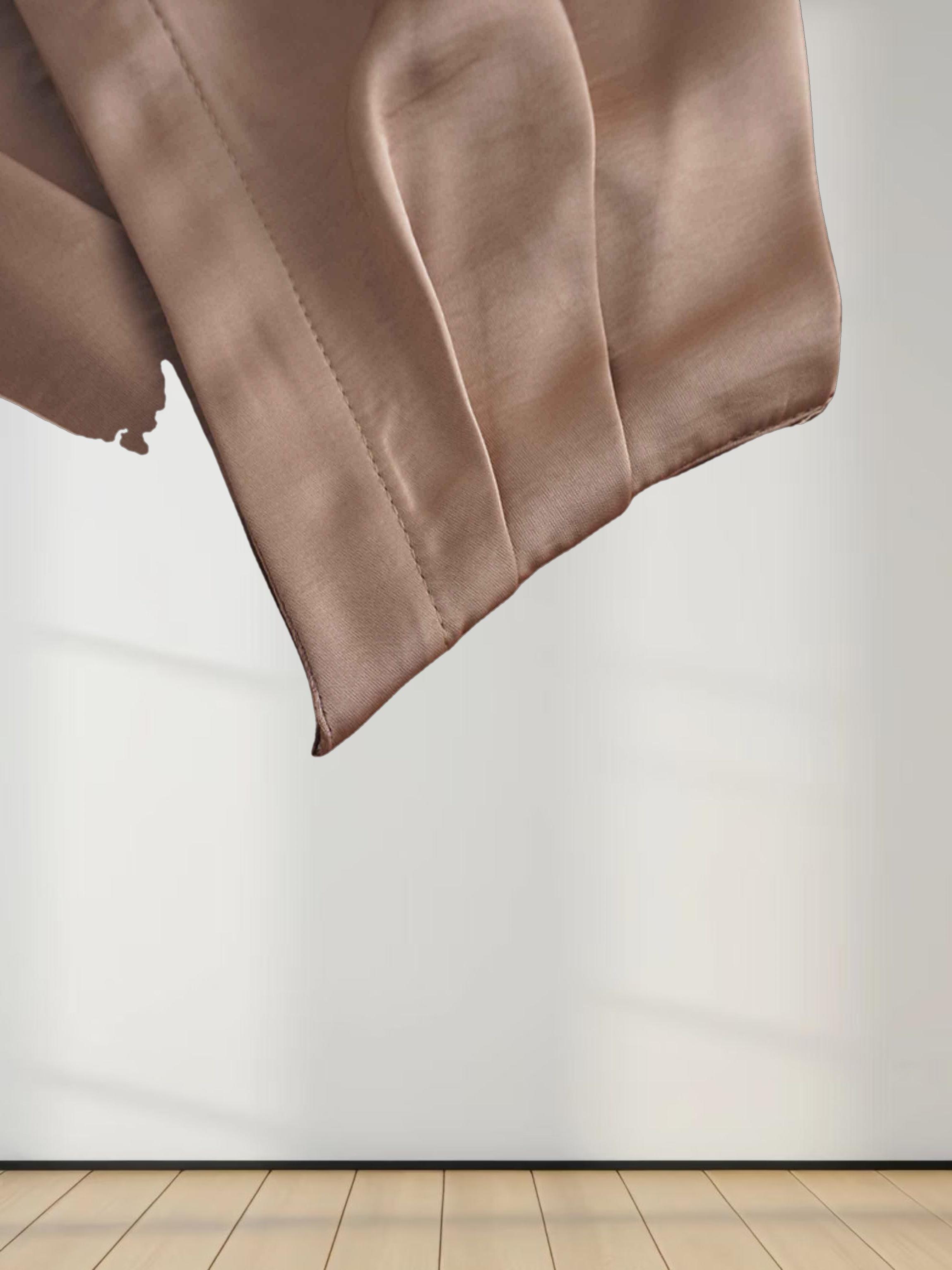 High/Low Faux Satin Crossover Top-Taupe